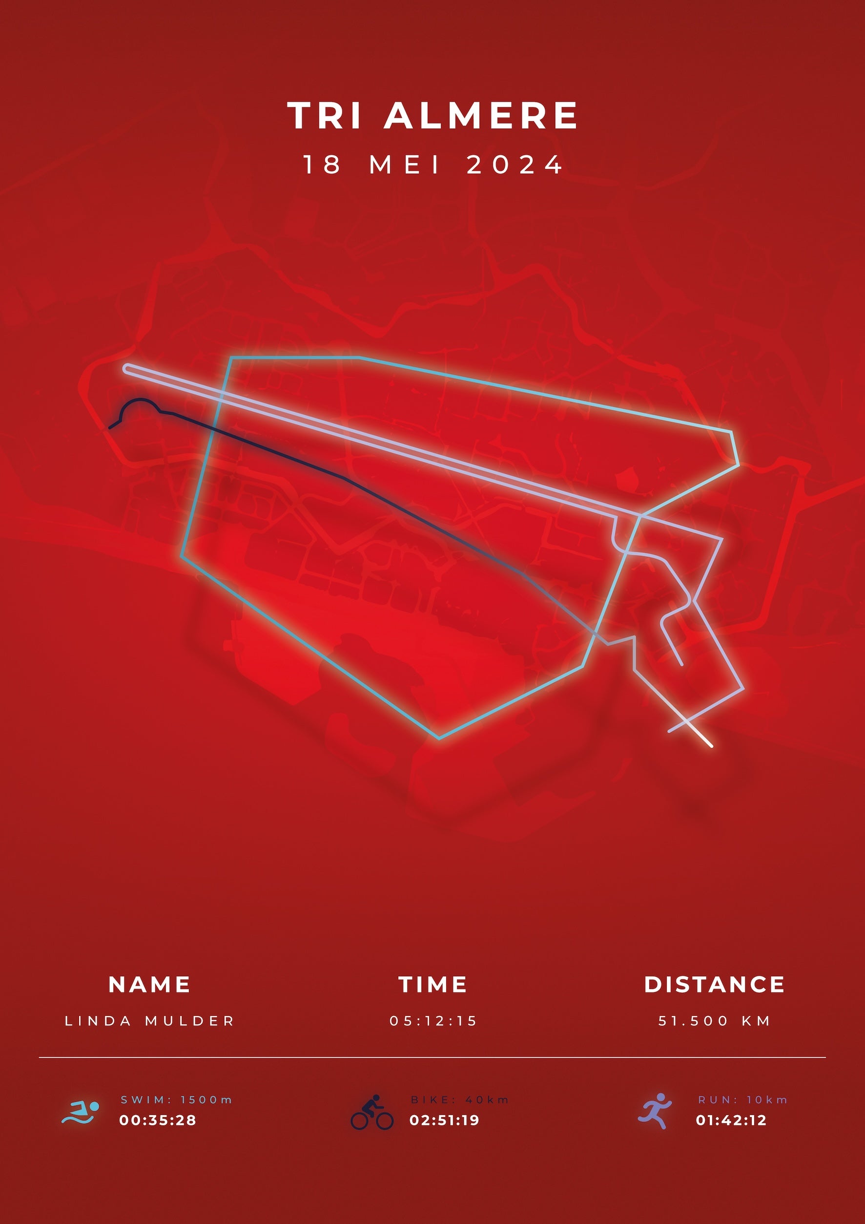 Tri Almere - Modern Citymap - Poster