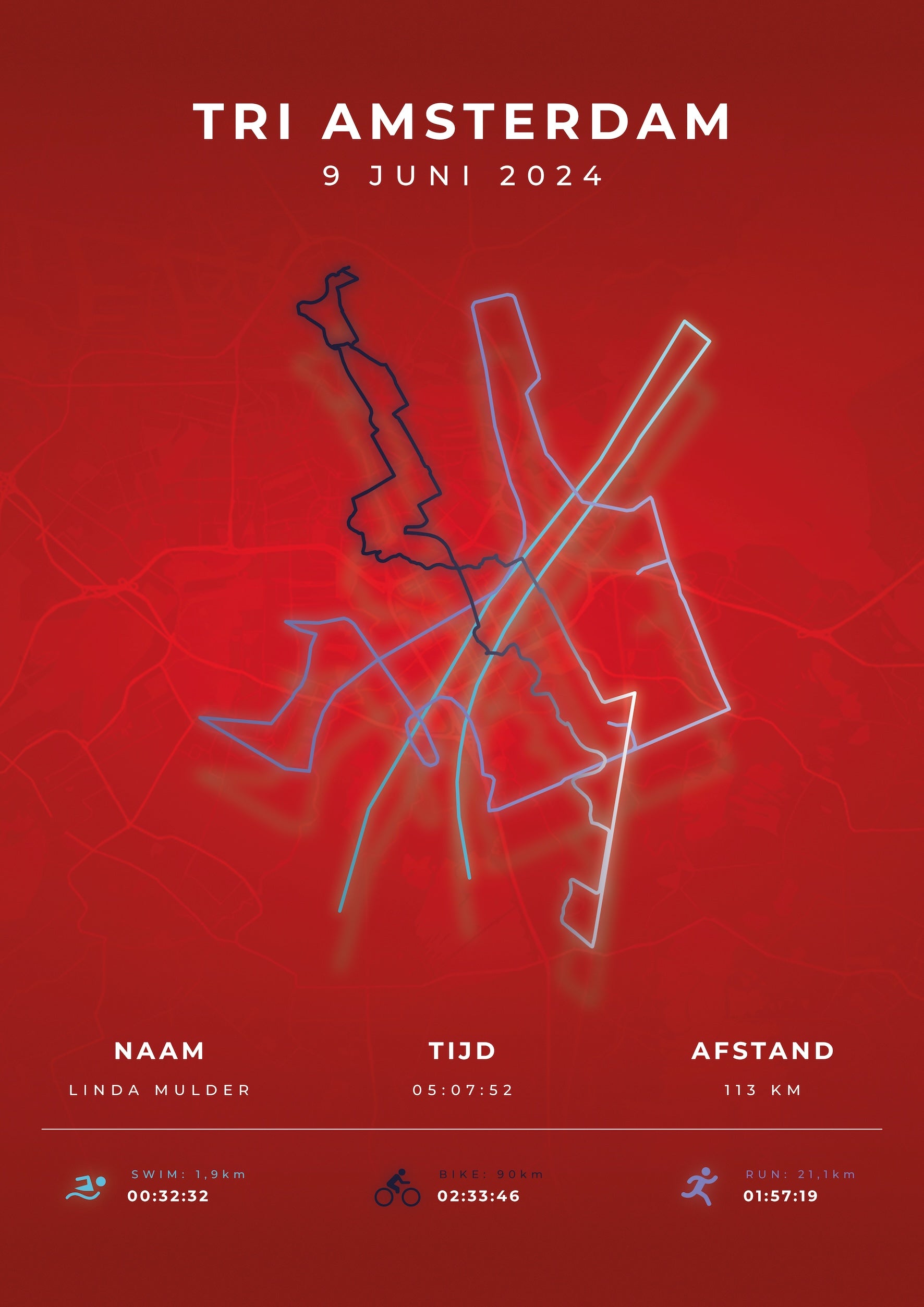 Tri Amsterdam 2025 I Modern Citymap I Poster