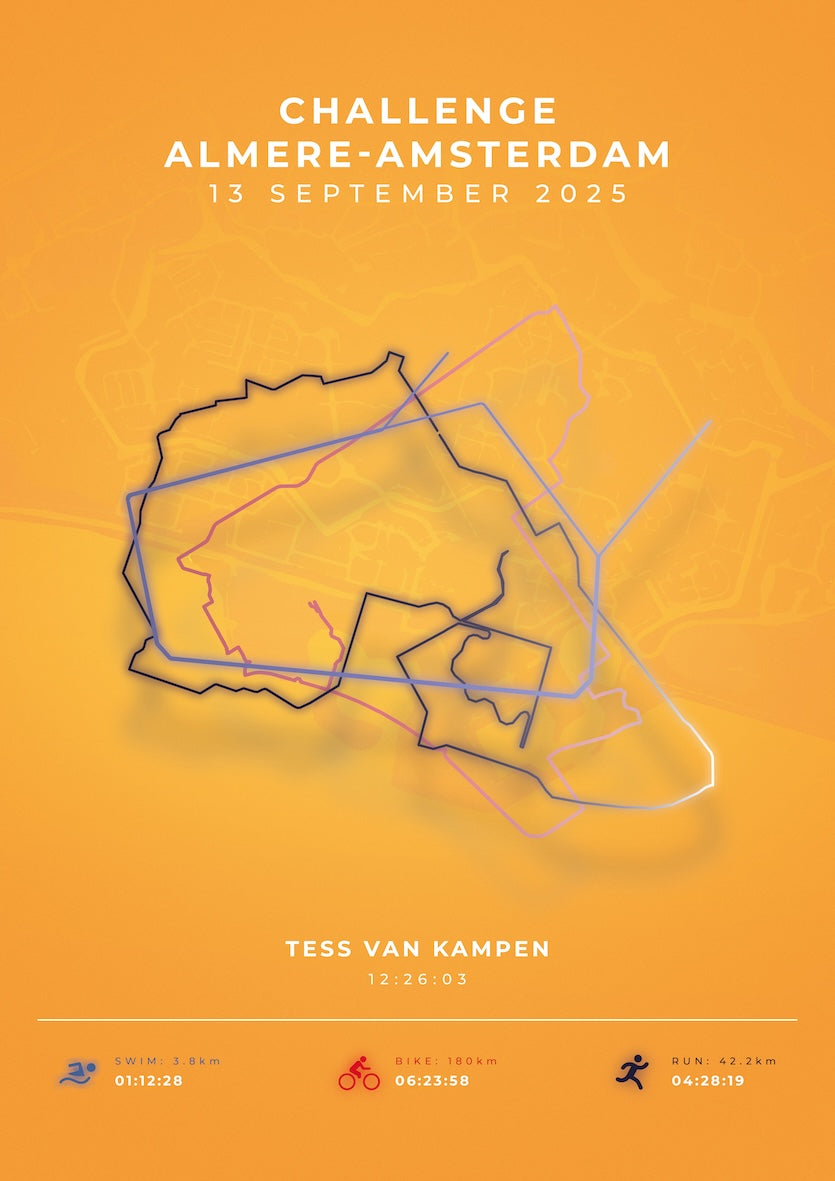 Poster met naam I Challenge Almere-Amsterdam 2025 I Modern Citymap
