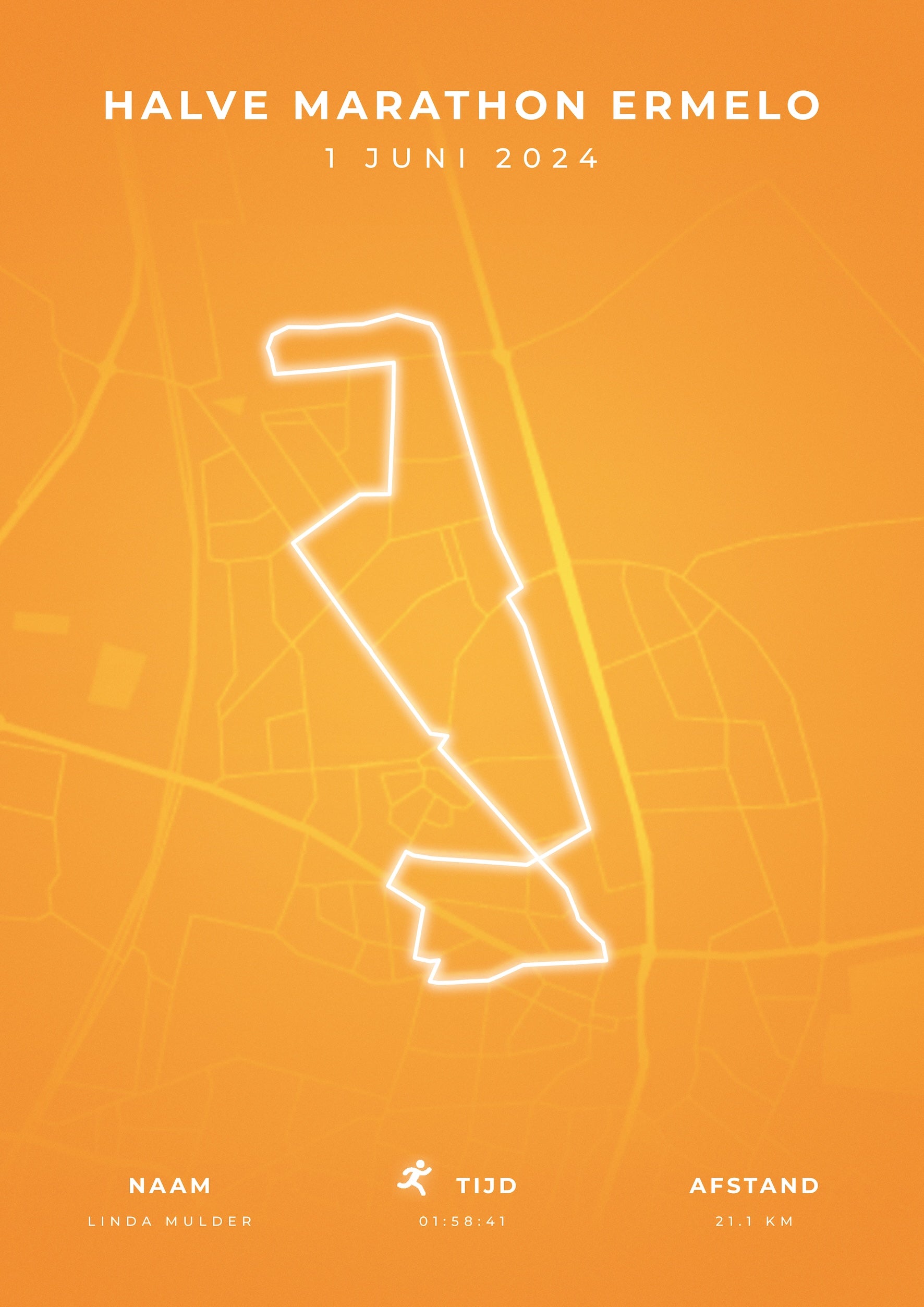 Halve Marathon Ermelo - Modern Citymap - Poster