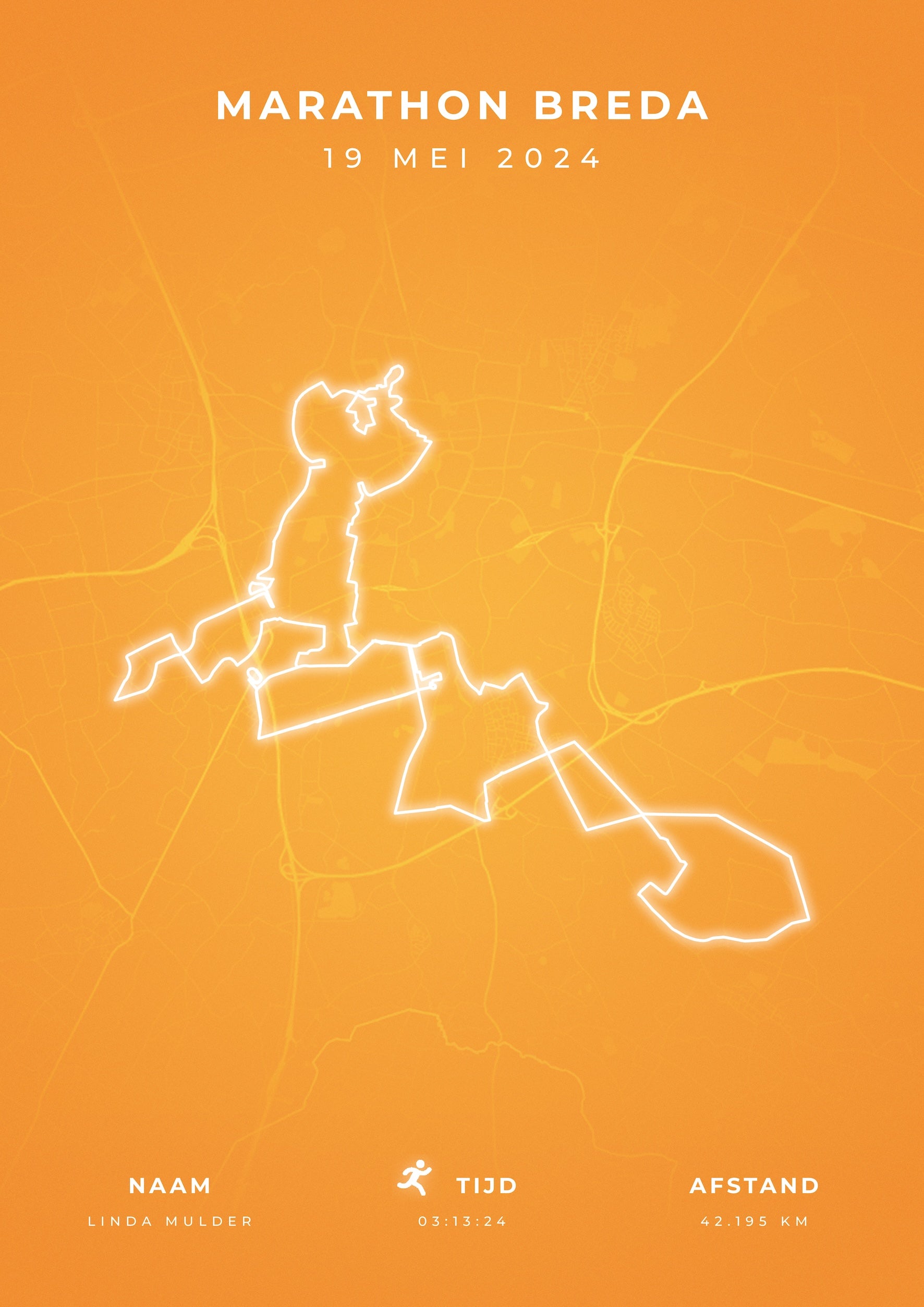 Marathon Breda 2024 - Modern Citymap - Poster