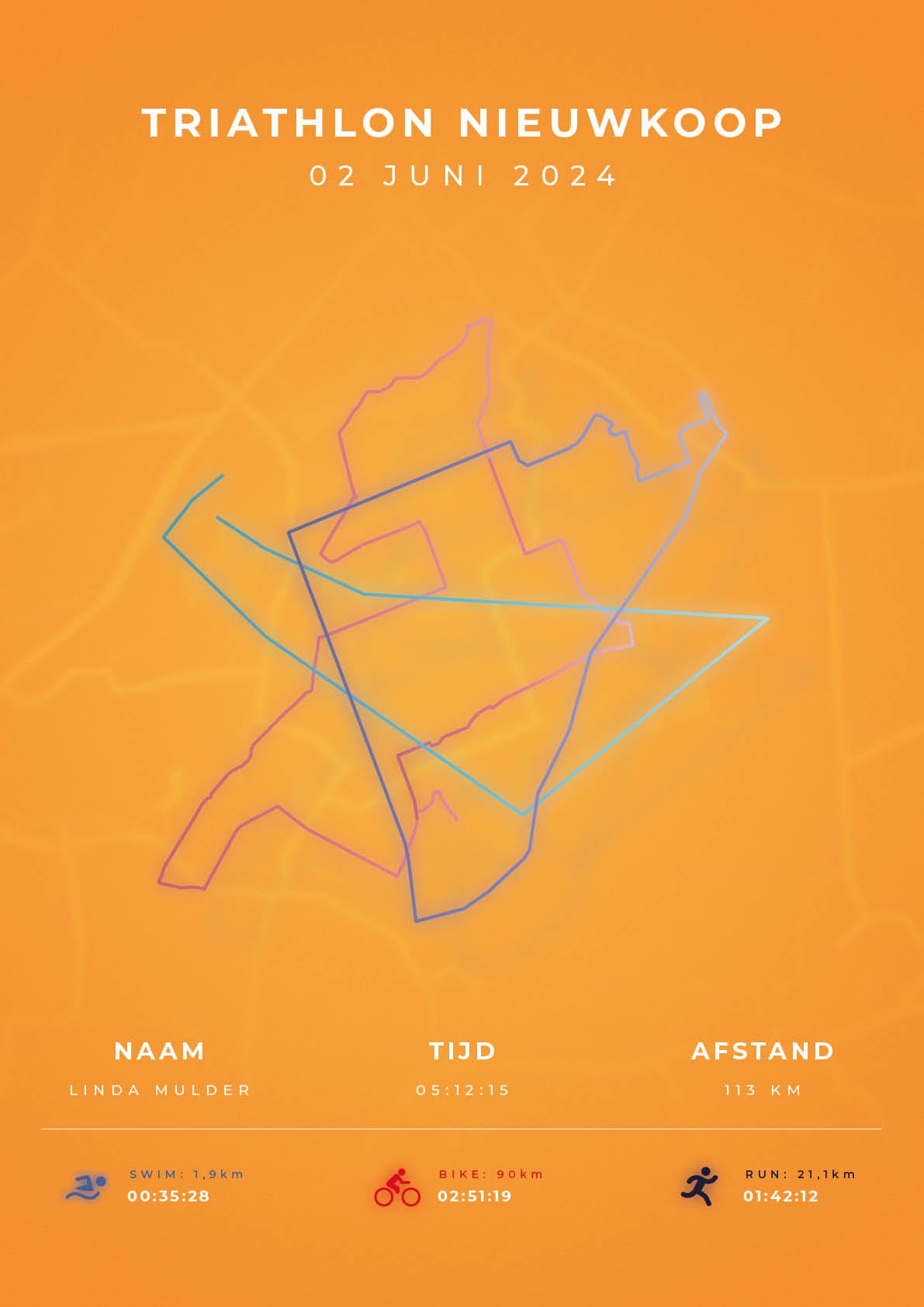 Triathlon Nieuwkoop - Modern Citymap - Poster