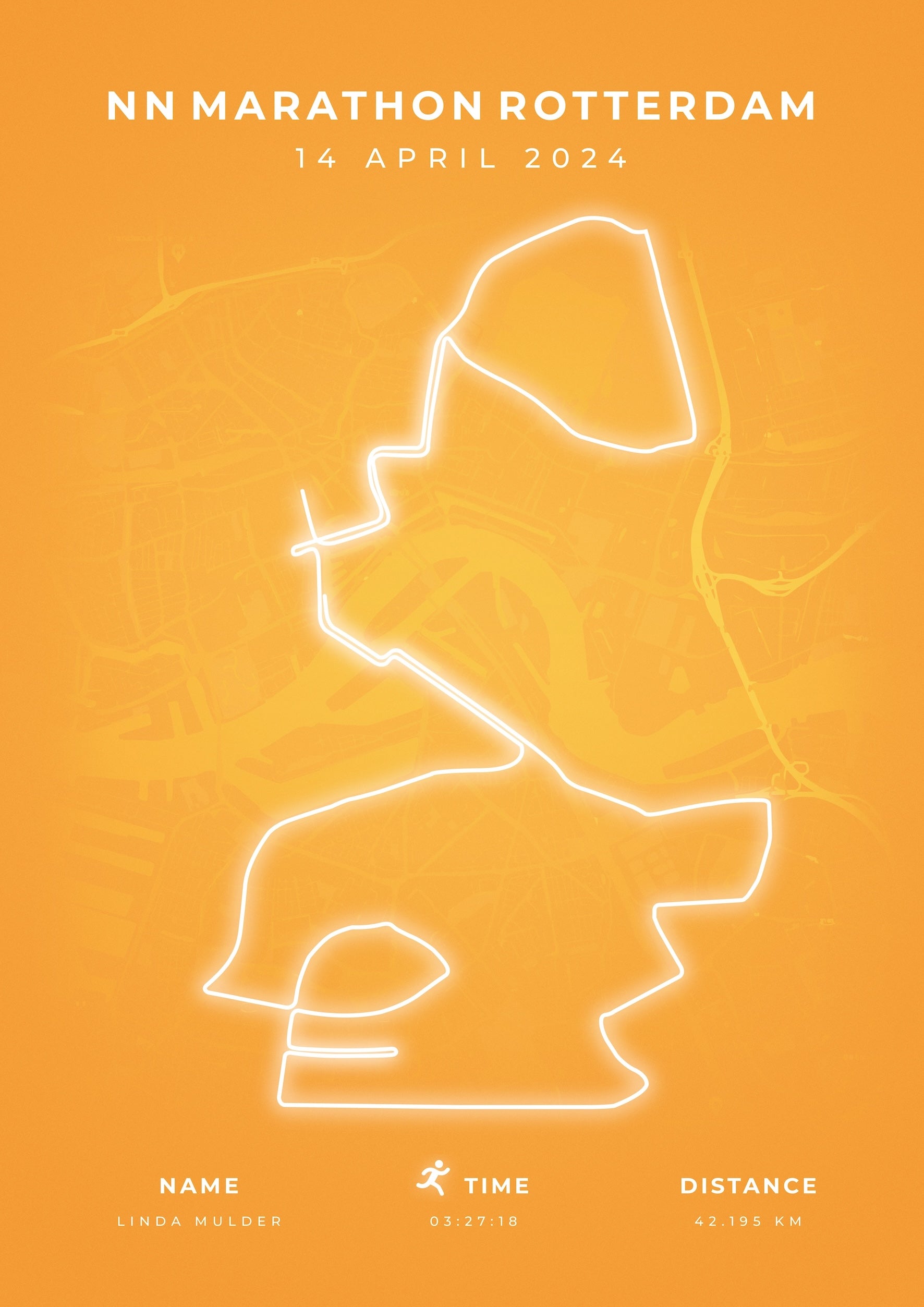 Marathon Rotterdam 2024 - Modern Citymap - Poster