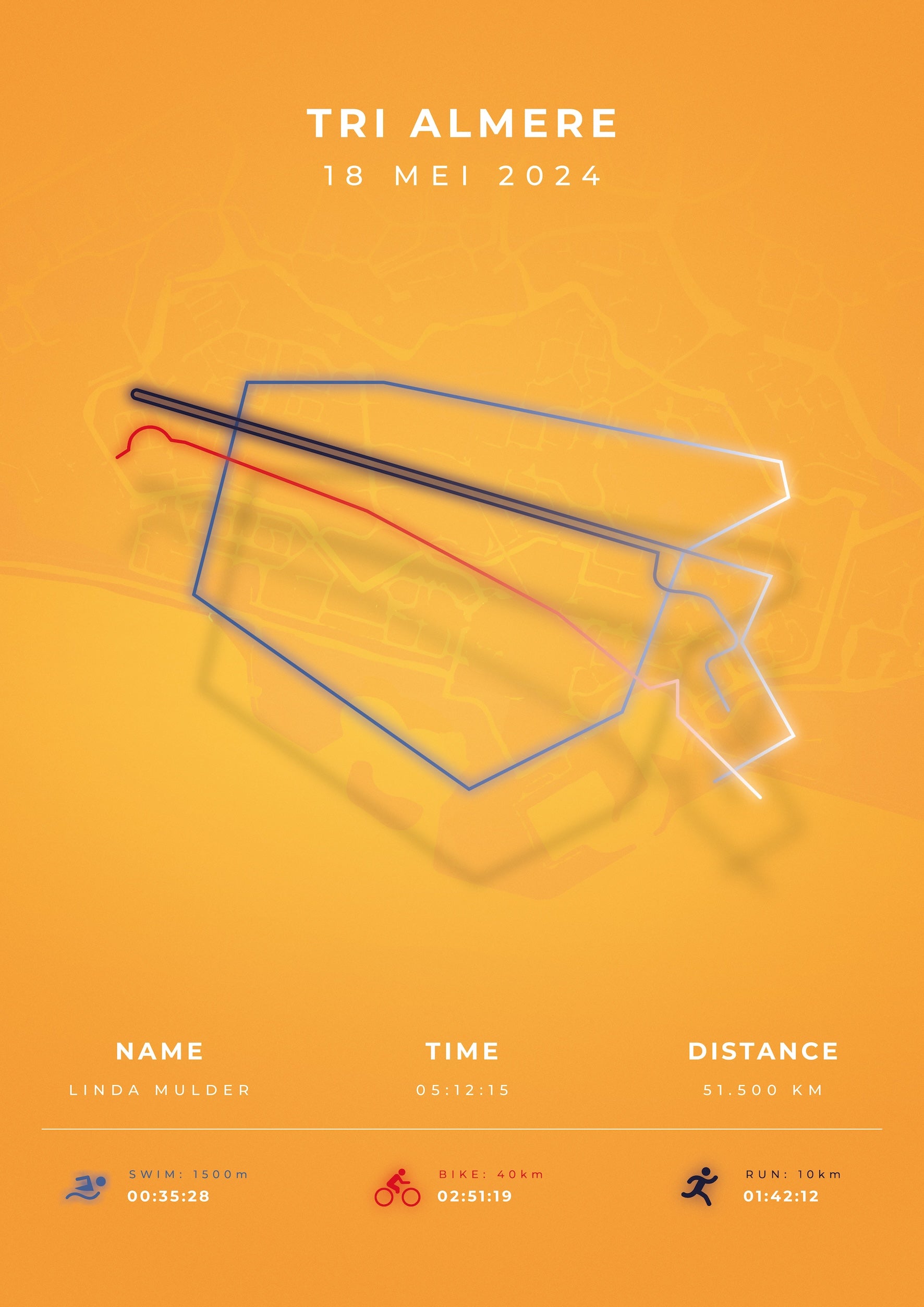 Tri Almere - Modern Citymap - Poster