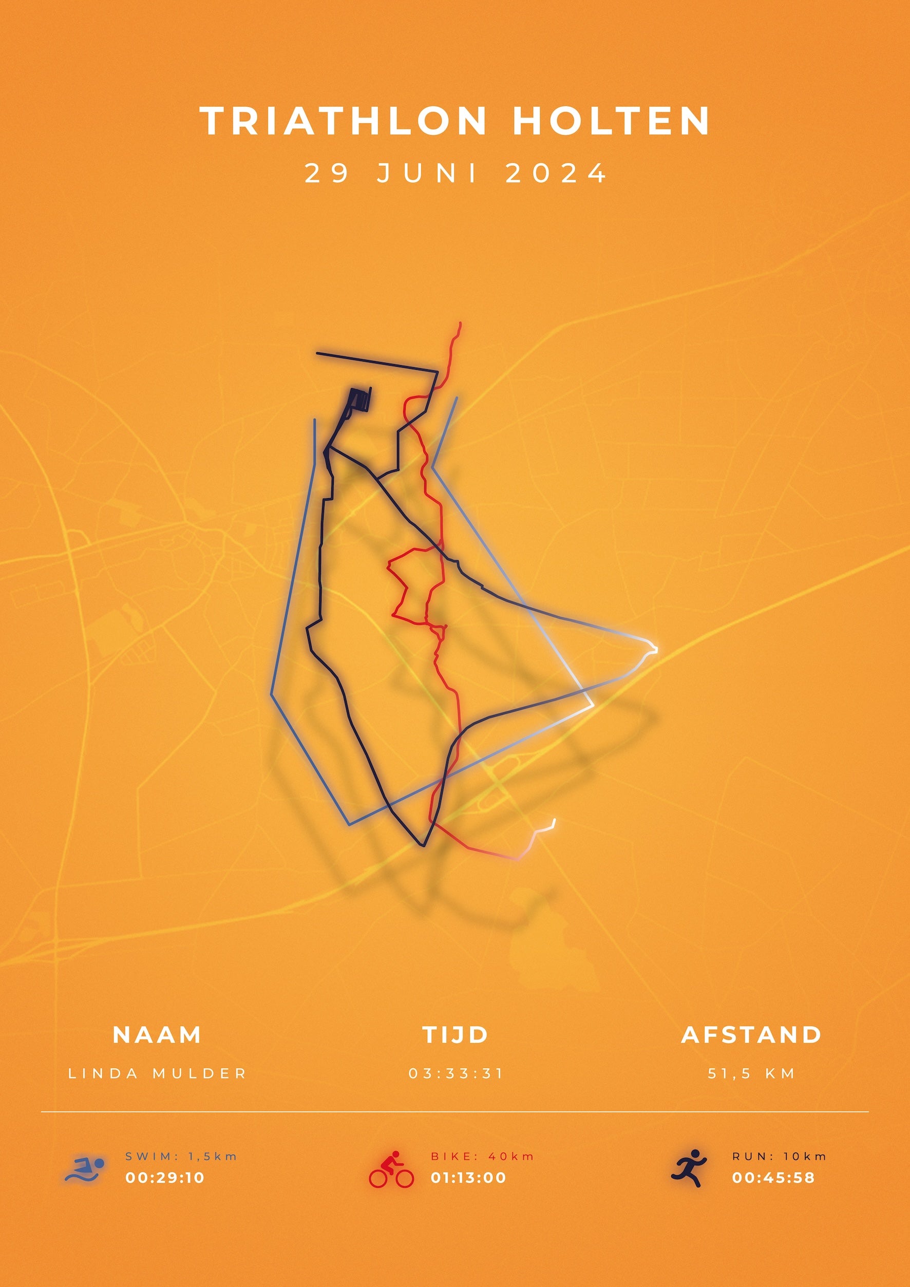 Triathlon Holten 2024 - Modern Citymap - Poster