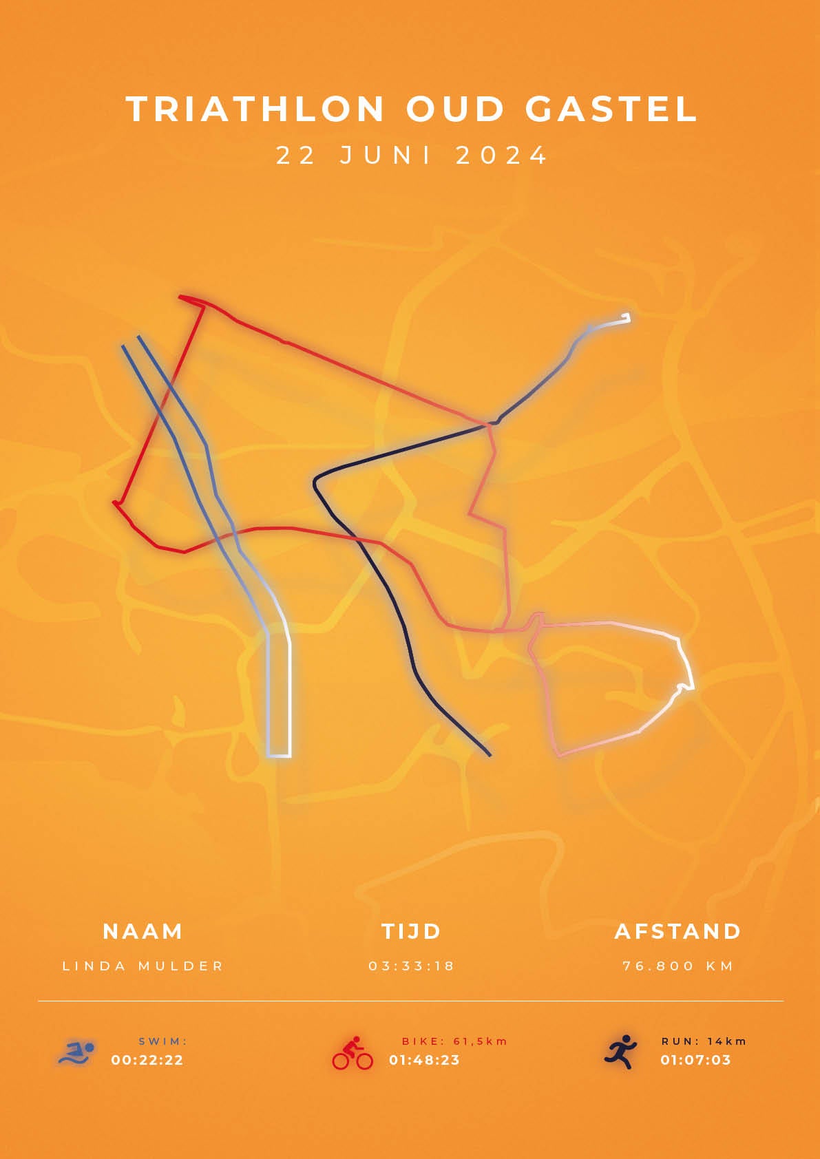 Triathlon Oud Gastel - Modern Citymap - Poster