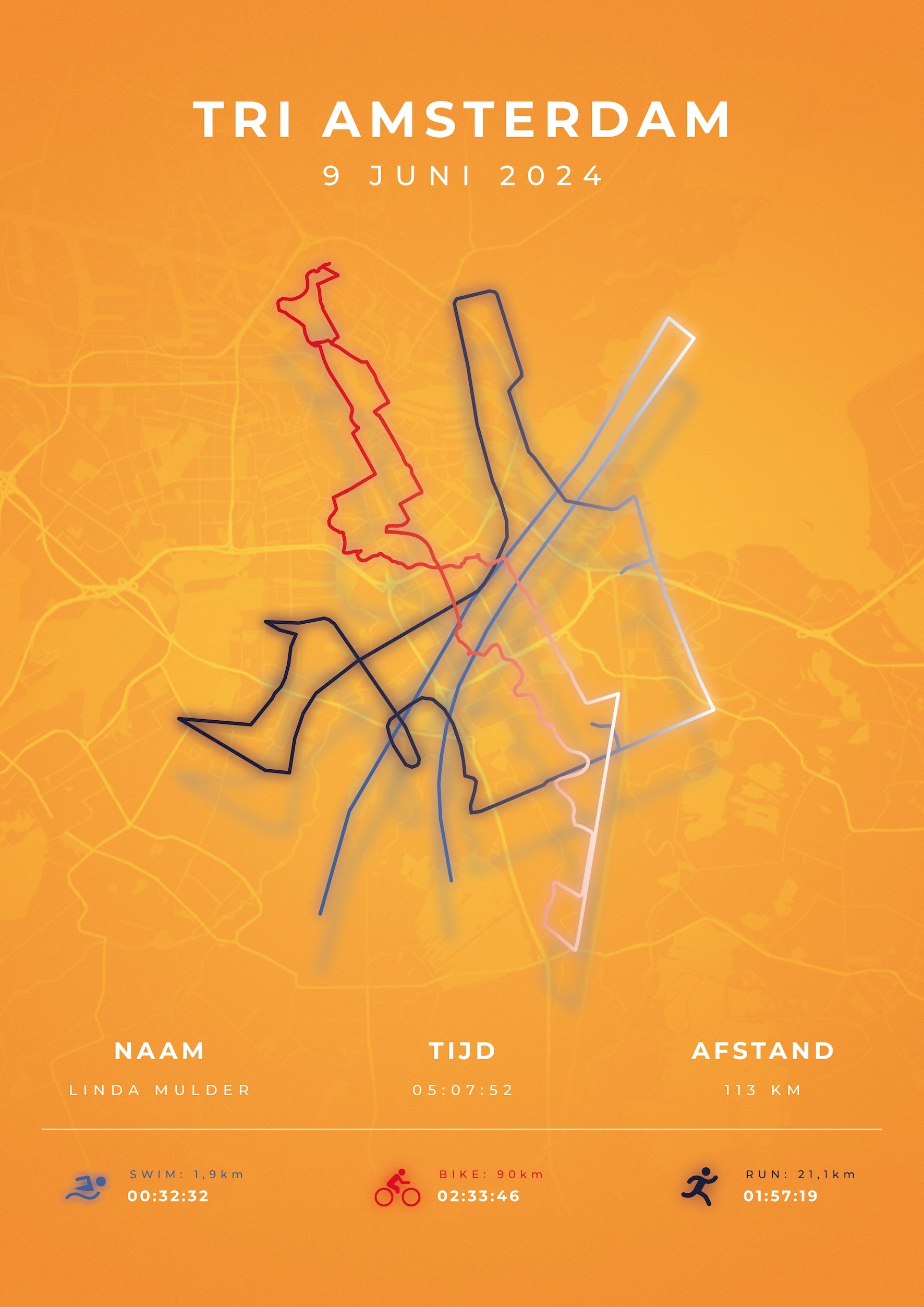 Tri Amsterdam 2025 I Modern Citymap I Poster