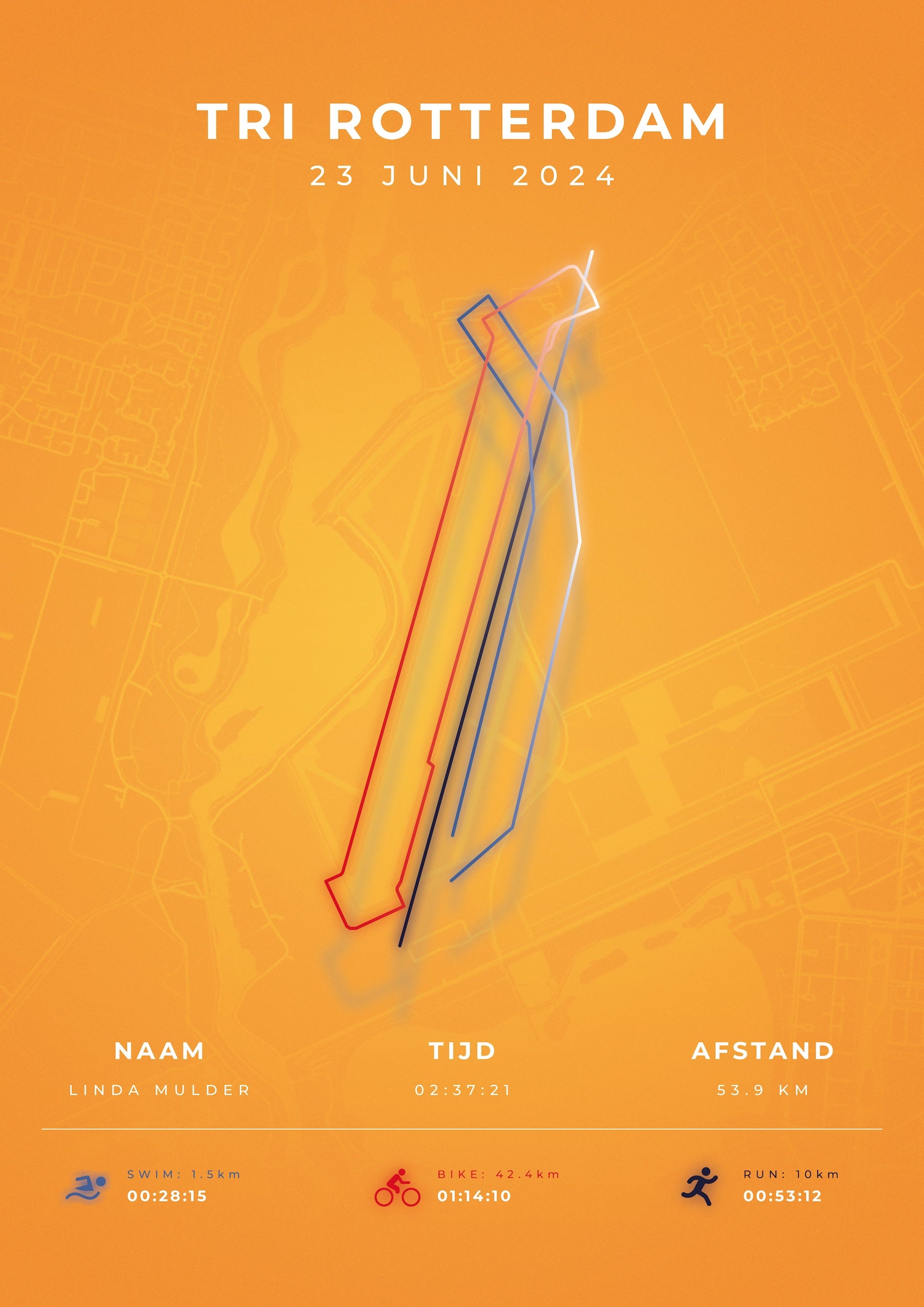 Tri Rotterdam 2025 I Modern Citymap I Poster
