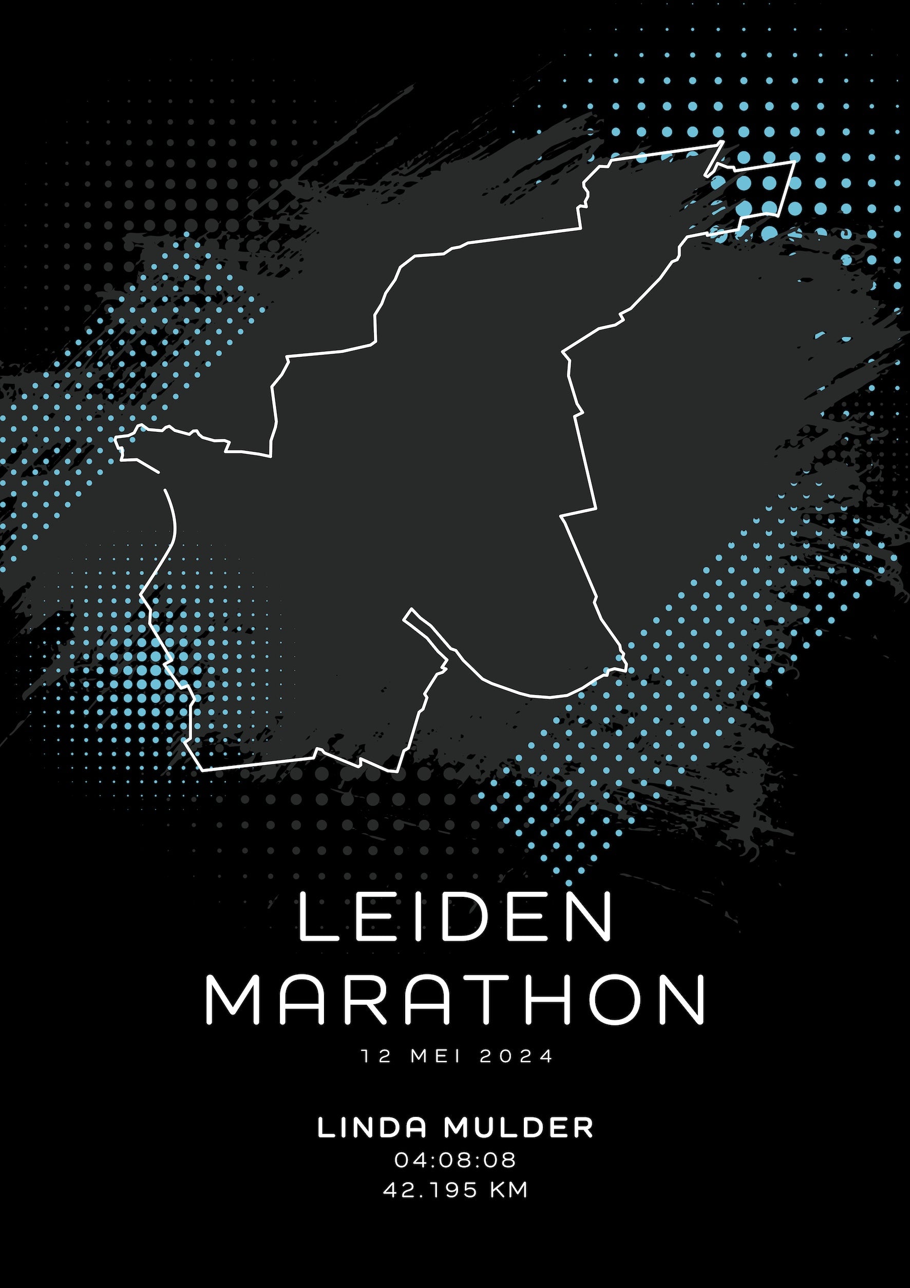 Leiden Marathon - Modern Dark - Poster