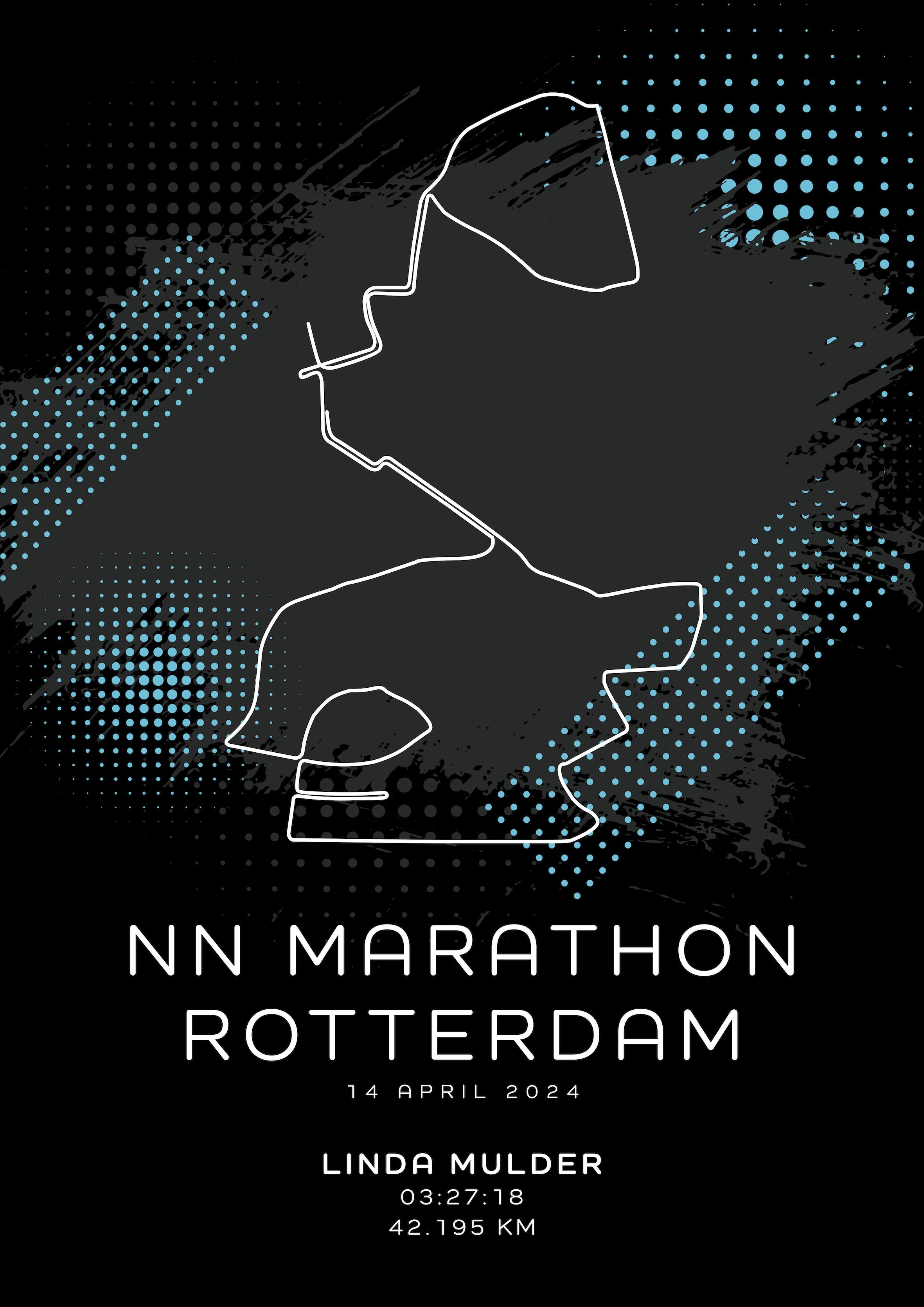 Marathon Rotterdam 2024 - Modern Dark - Poster