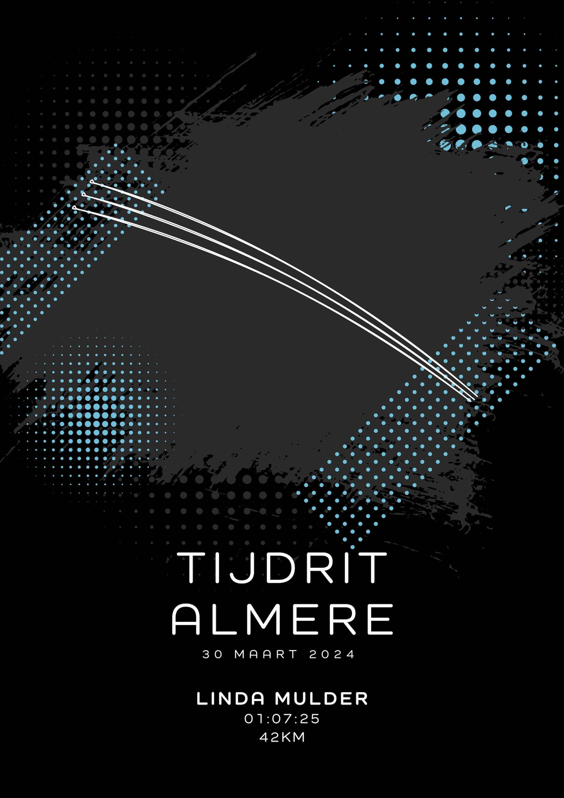 Tijdrit Almere 42KM - Modern Dark - Poster