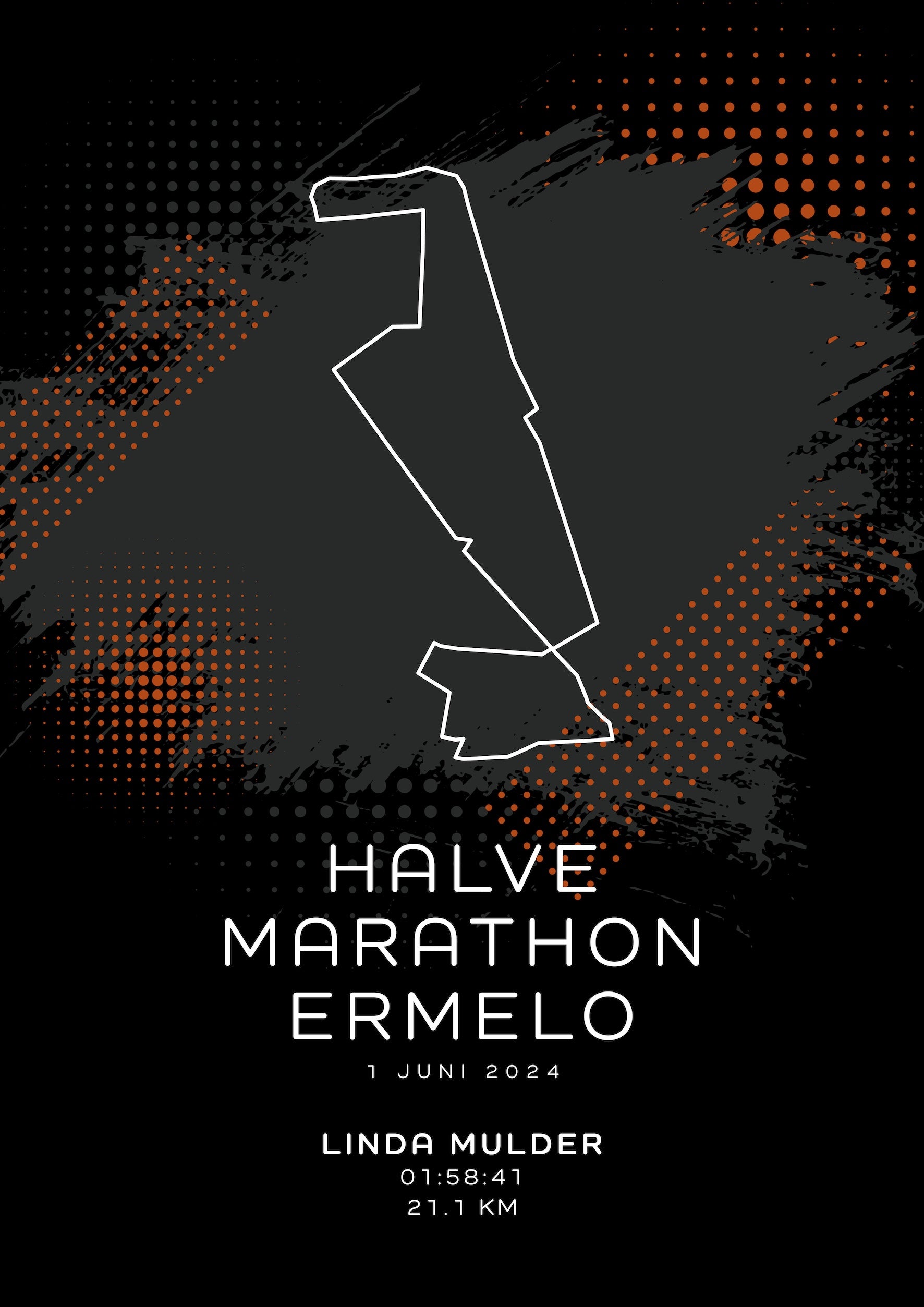 Halve Marathon Ermelo - Modern Dark - Poster