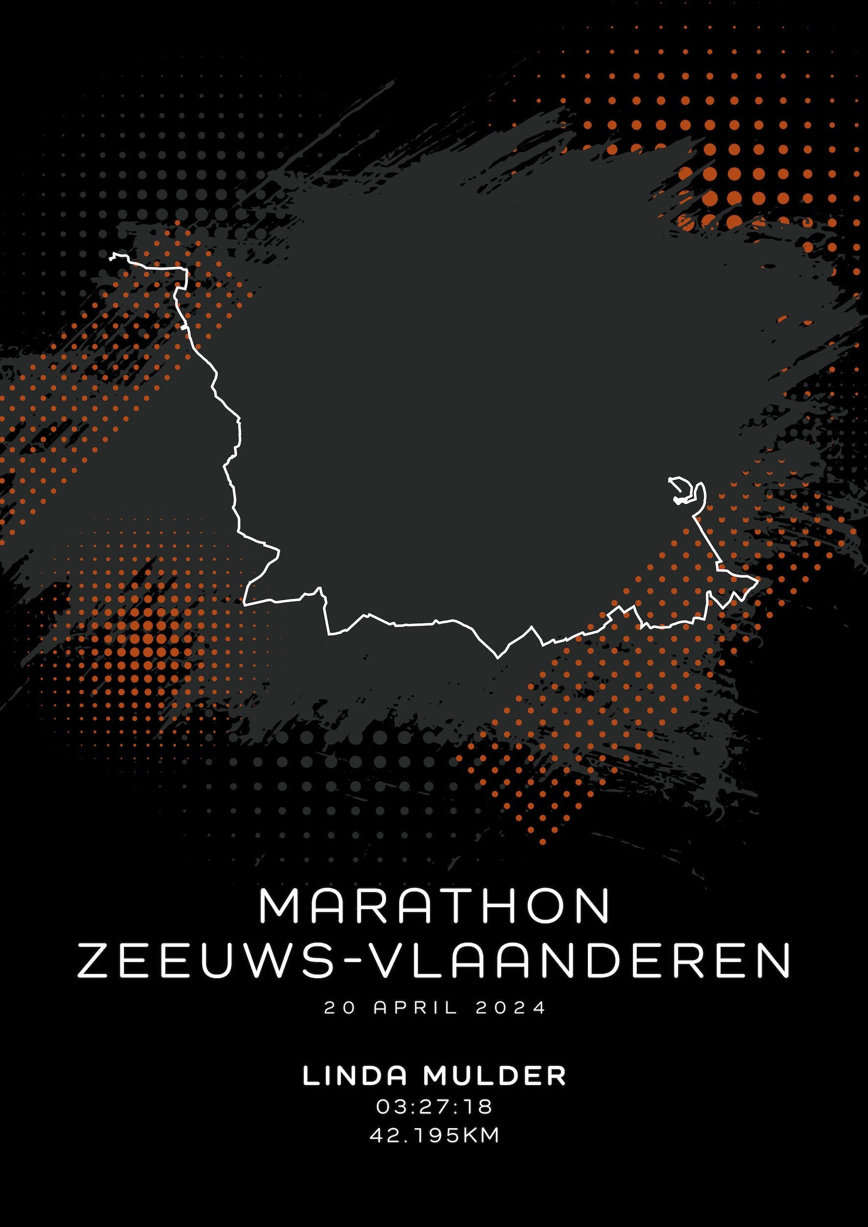 Marathon Zeeuws-Vlaanderen - Modern Dark - Poster