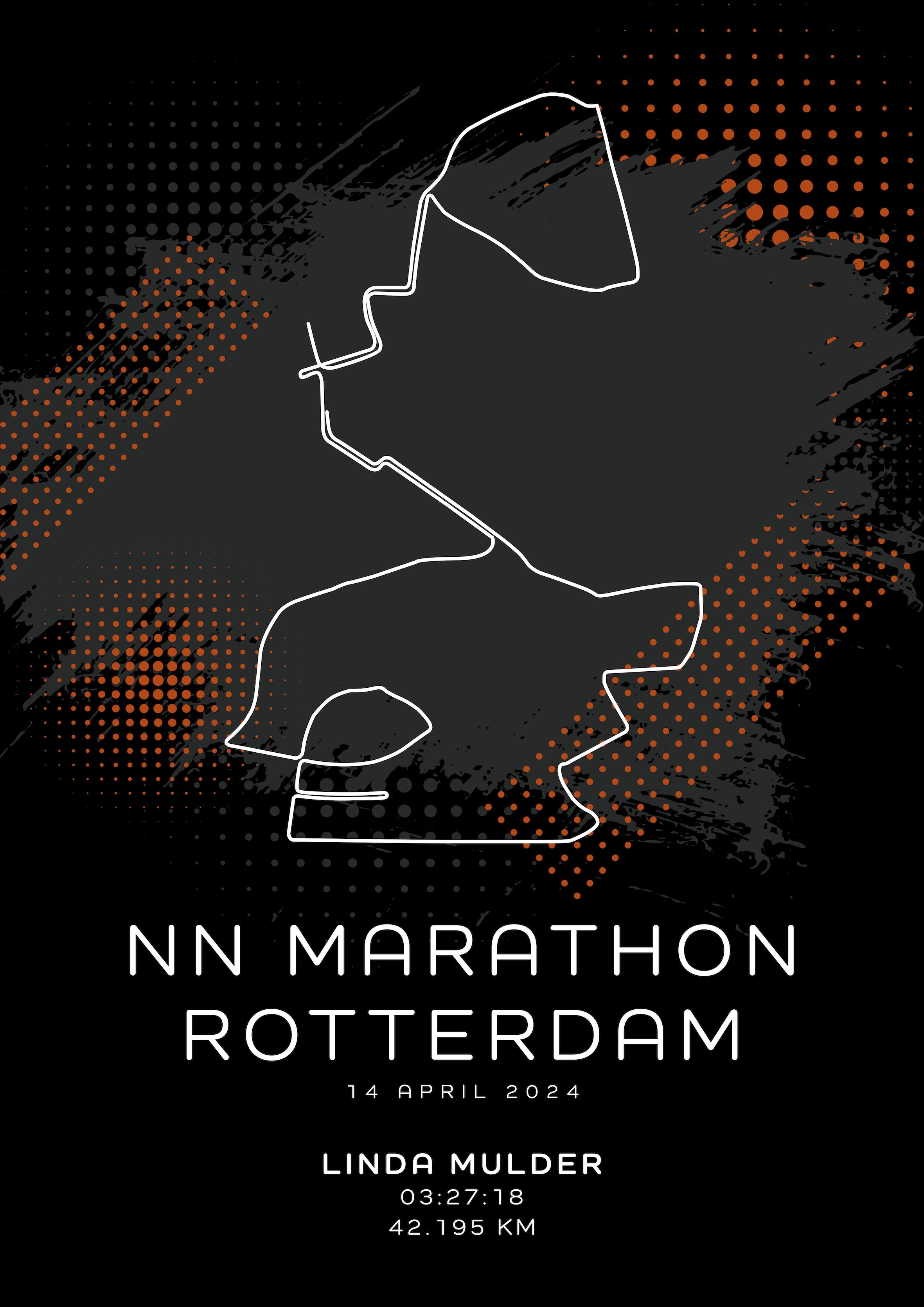 Marathon Rotterdam 2024 - Modern Dark - Poster