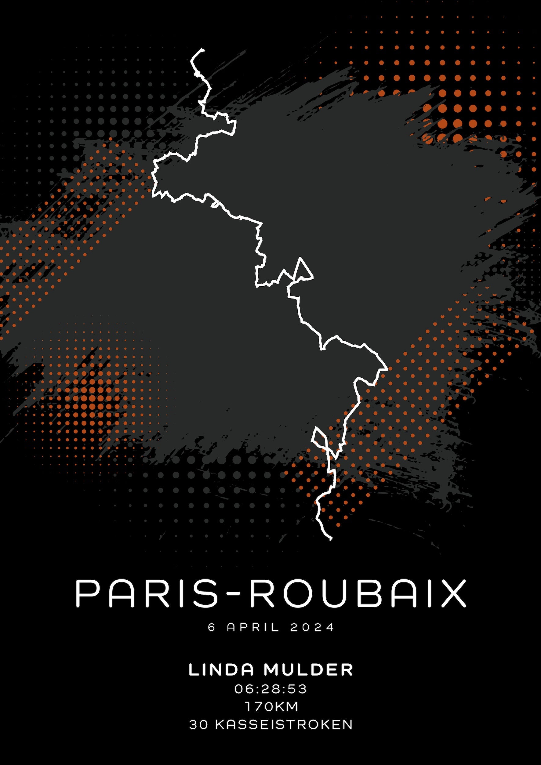 Paris-Roubaix 170KM - Modern Dark - Poster