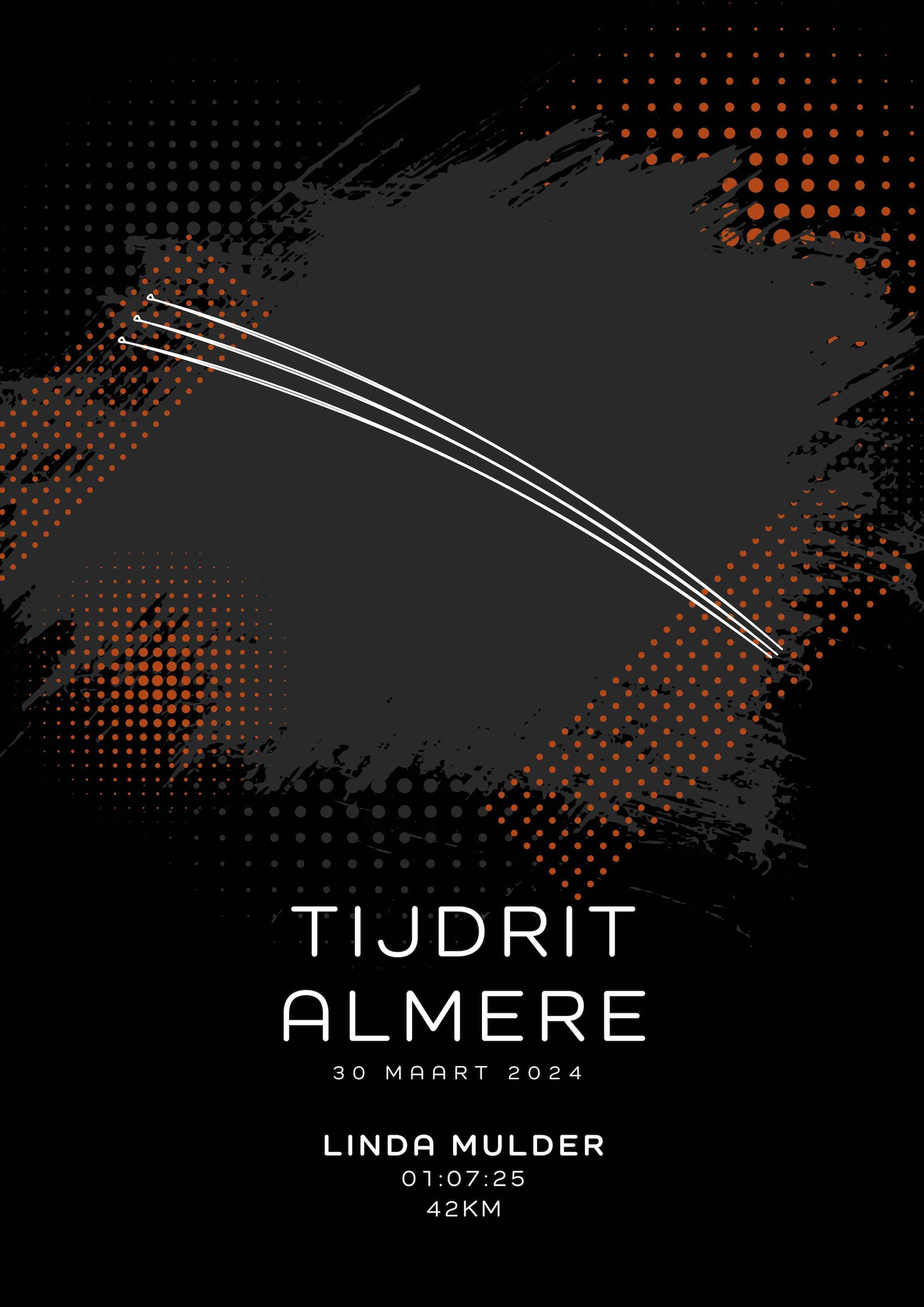 Tijdrit Almere 42KM - Modern Dark - Poster