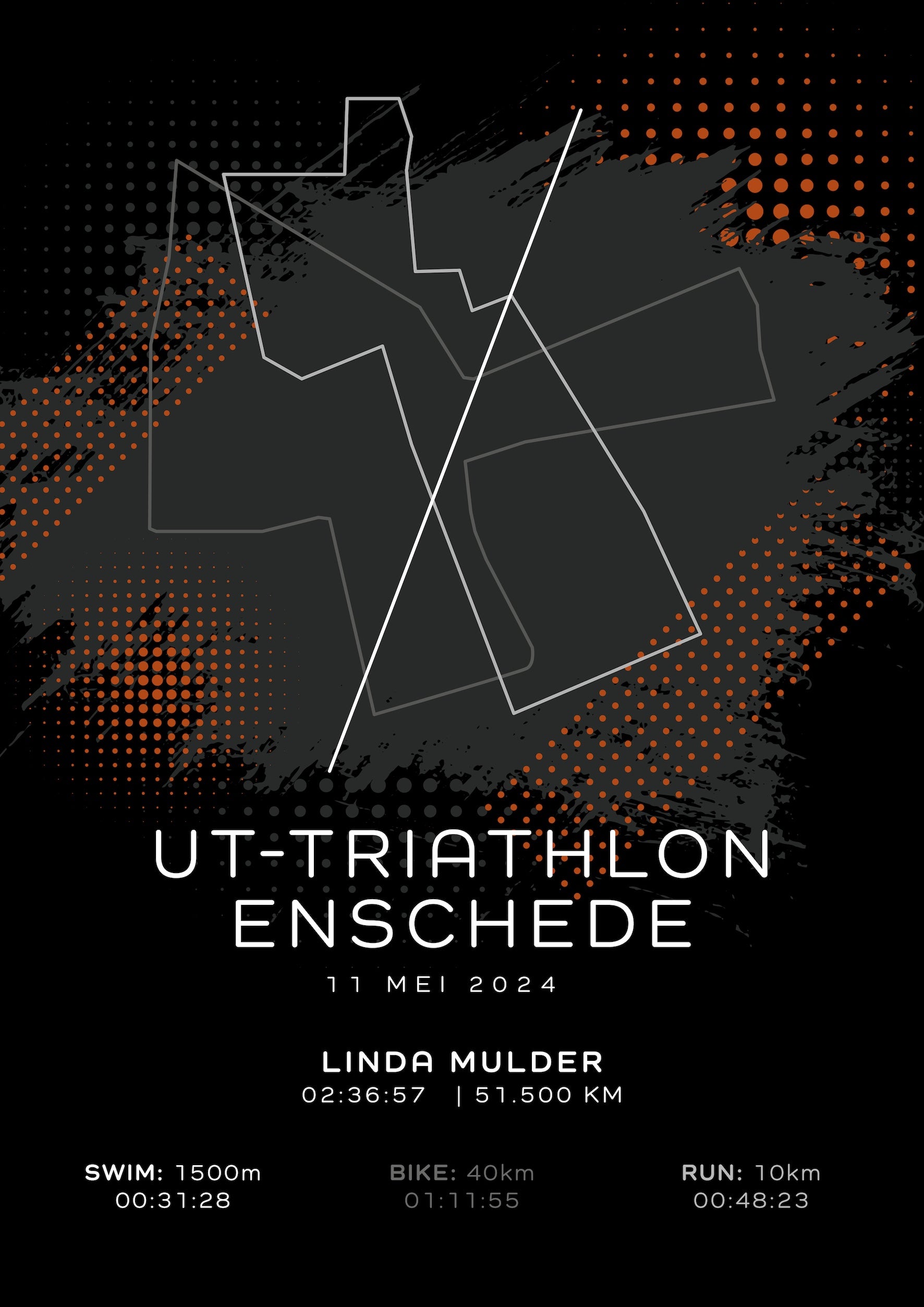 UT-Triathlon Enschede 2024 - Modern Dark - Poster