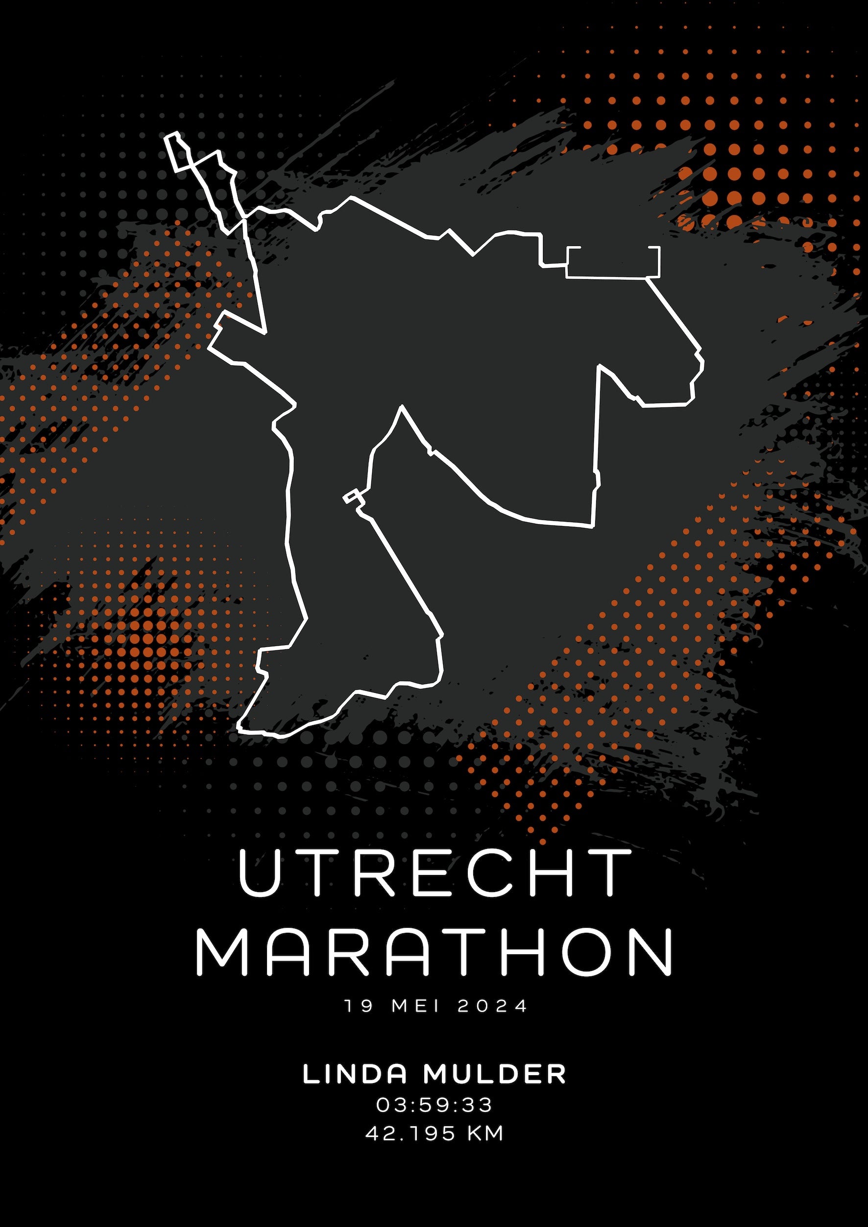 Utrecht Marathon 2024 - Modern Dark - Poster