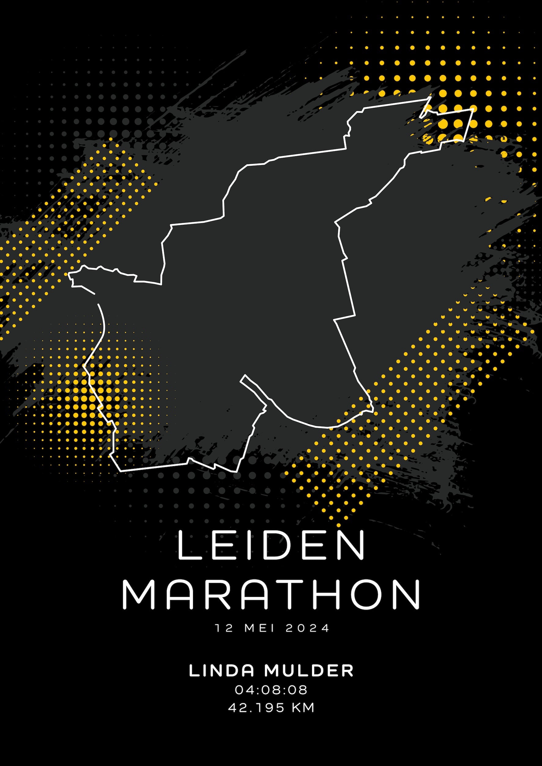 Leiden Marathon - Modern Dark - Poster
