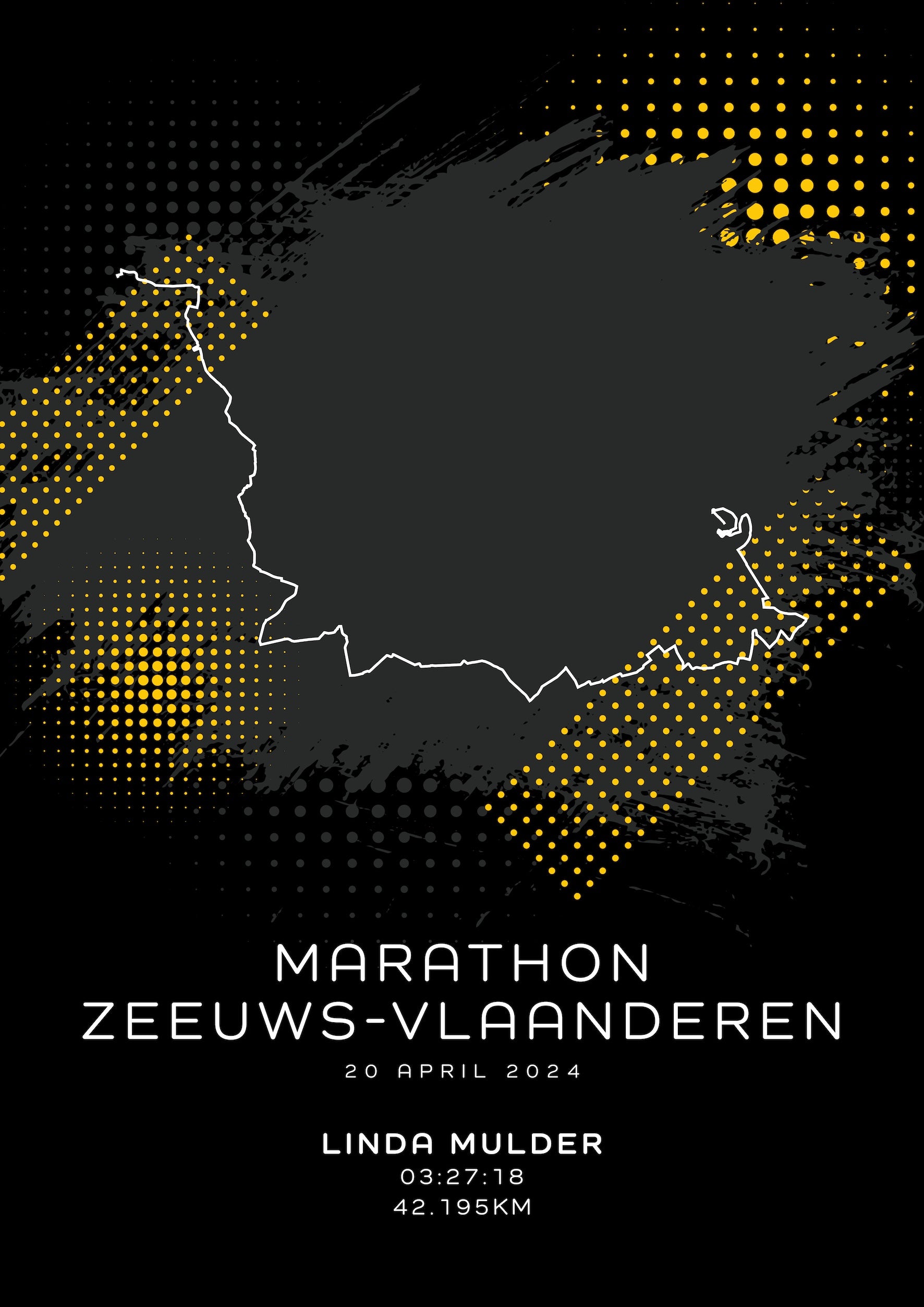 Marathon Zeeuws-Vlaanderen - Modern Dark - Poster