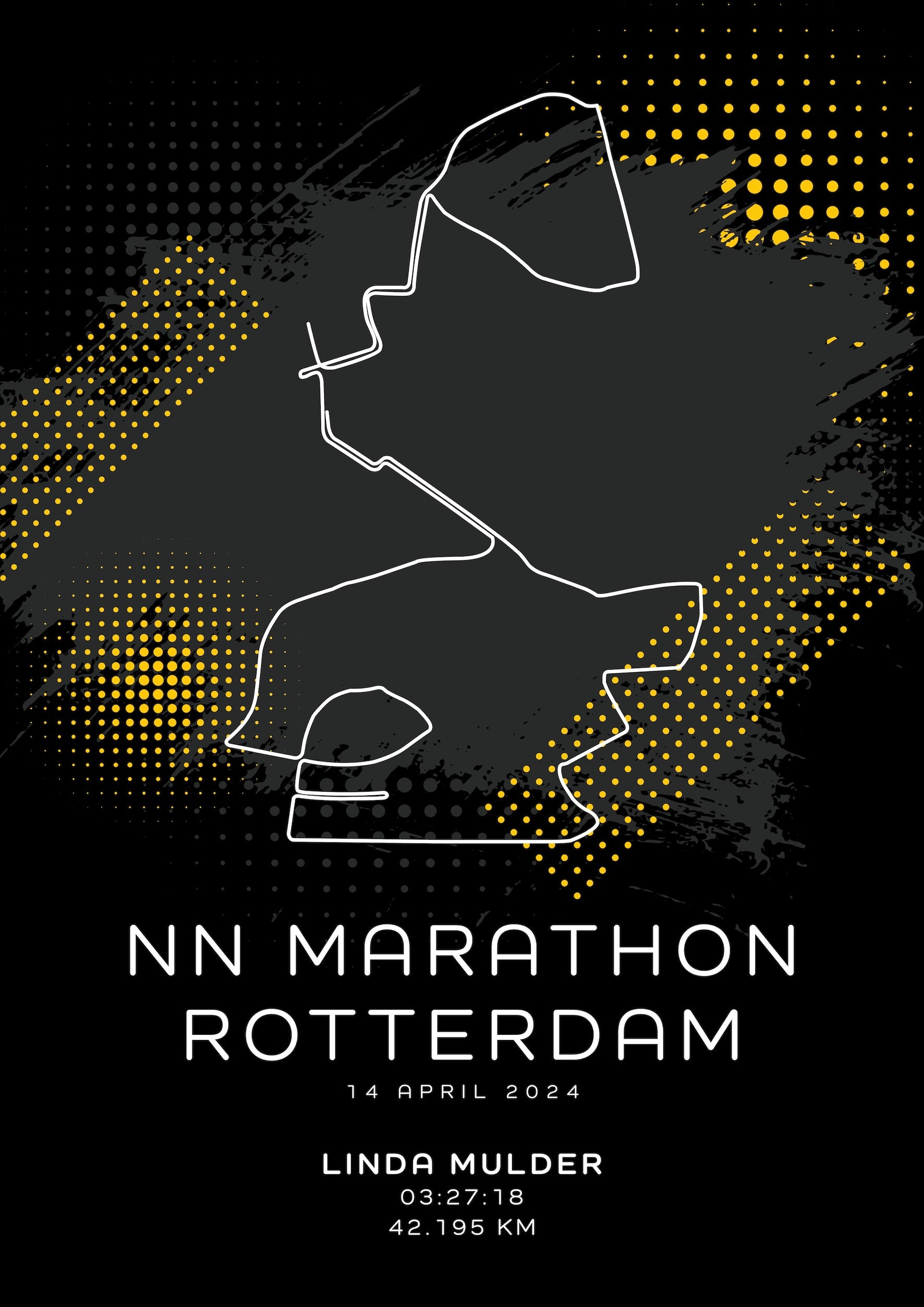Marathon Rotterdam 2024 - Modern Dark - Poster