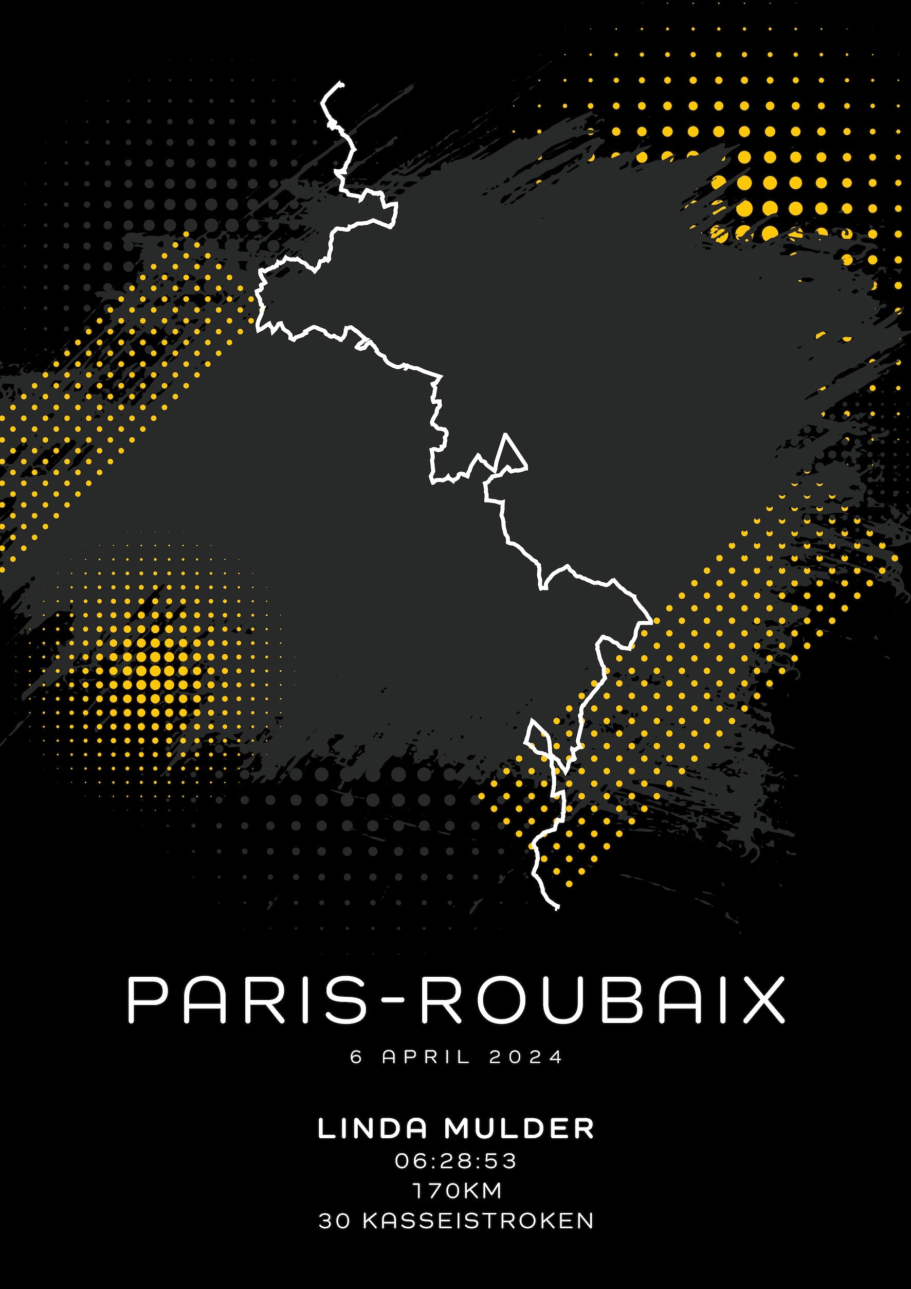 Paris-Roubaix 170KM - Modern Dark - Poster