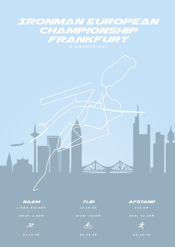 Poster met naam I Ironman European Championship Frankfurt 2024 I Pastel Skyline