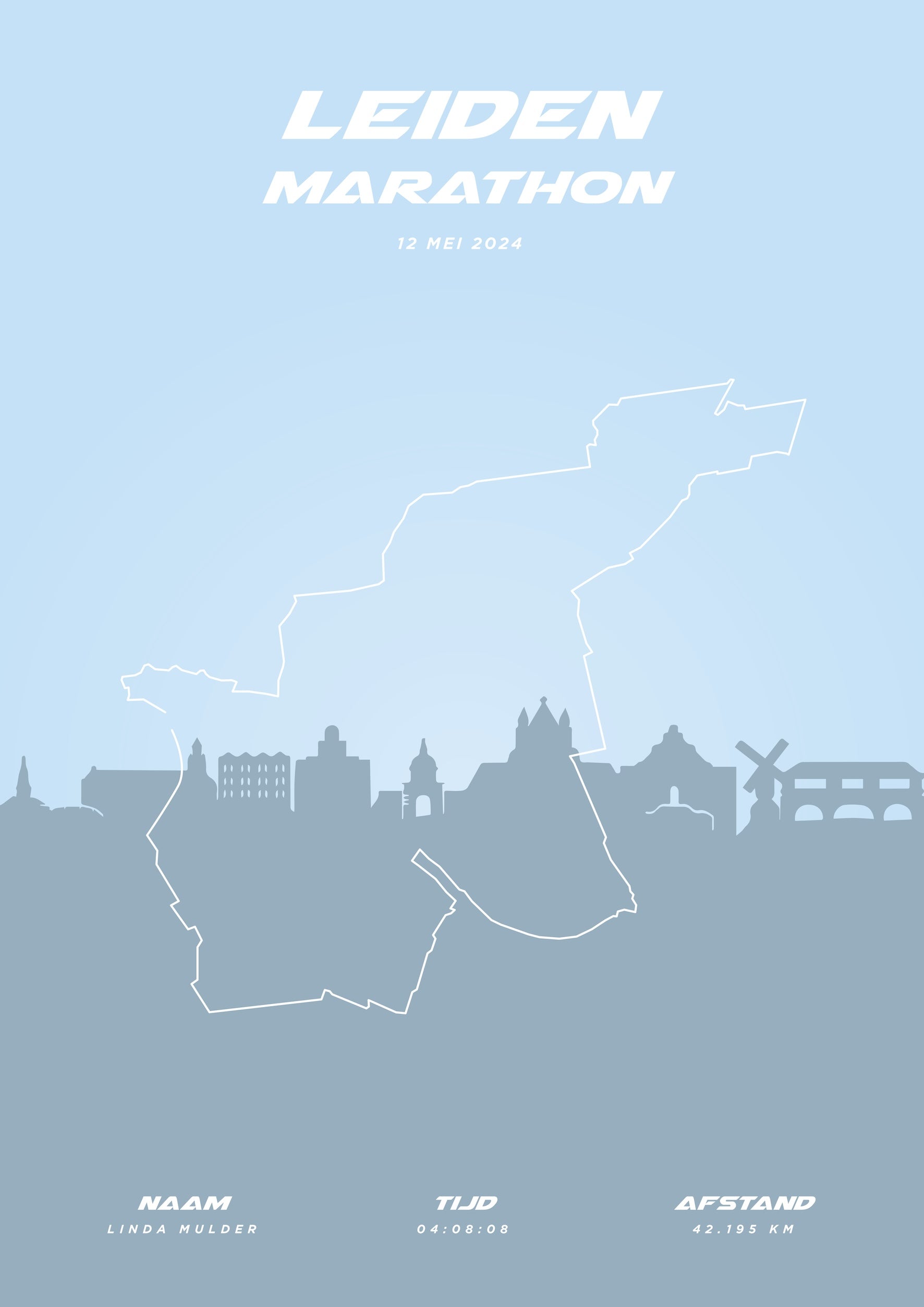 Leiden Marathon - Pastel Skyline - Poster