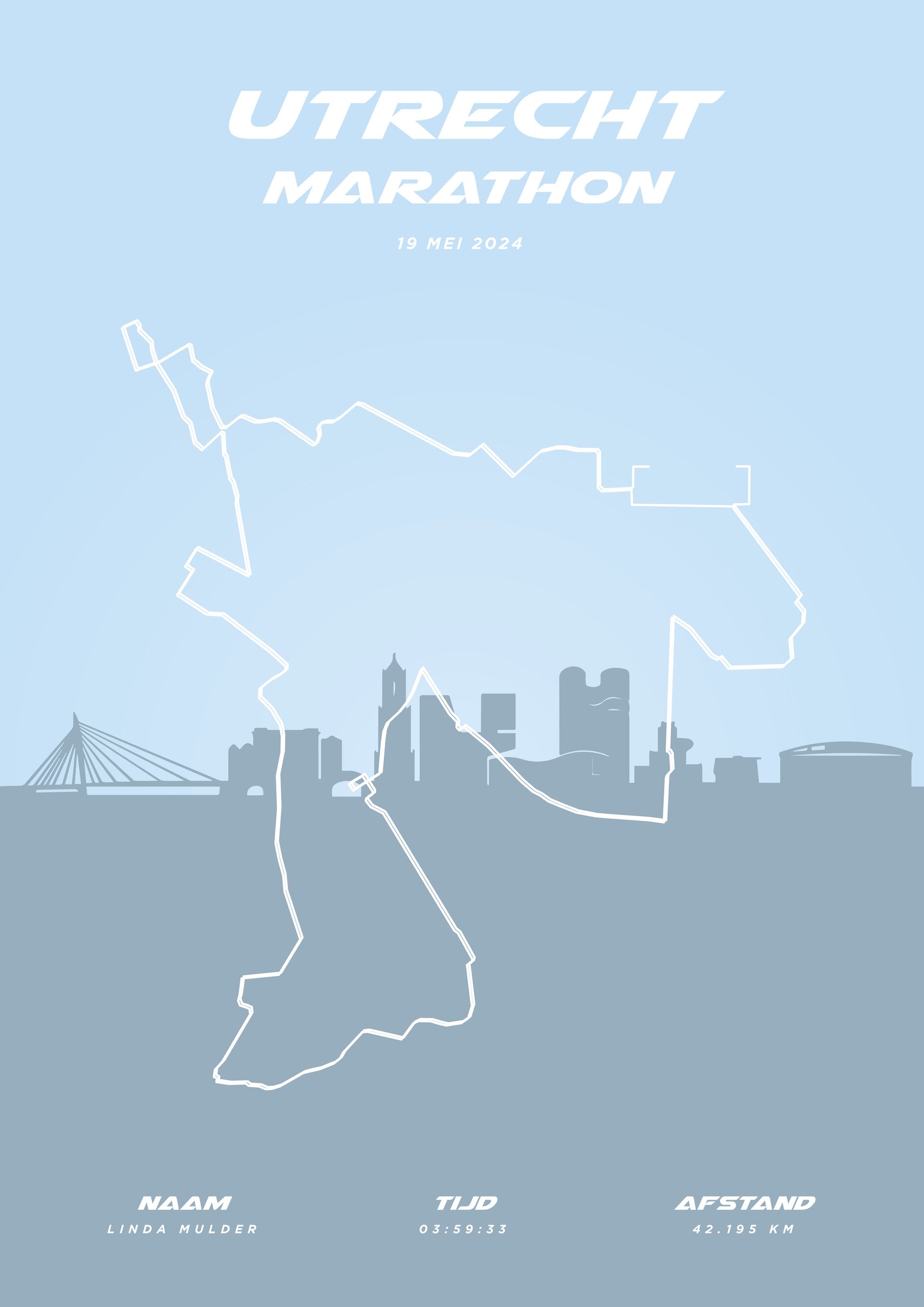 Utrecht Marathon 2024 - Pastel Skyline - Poster