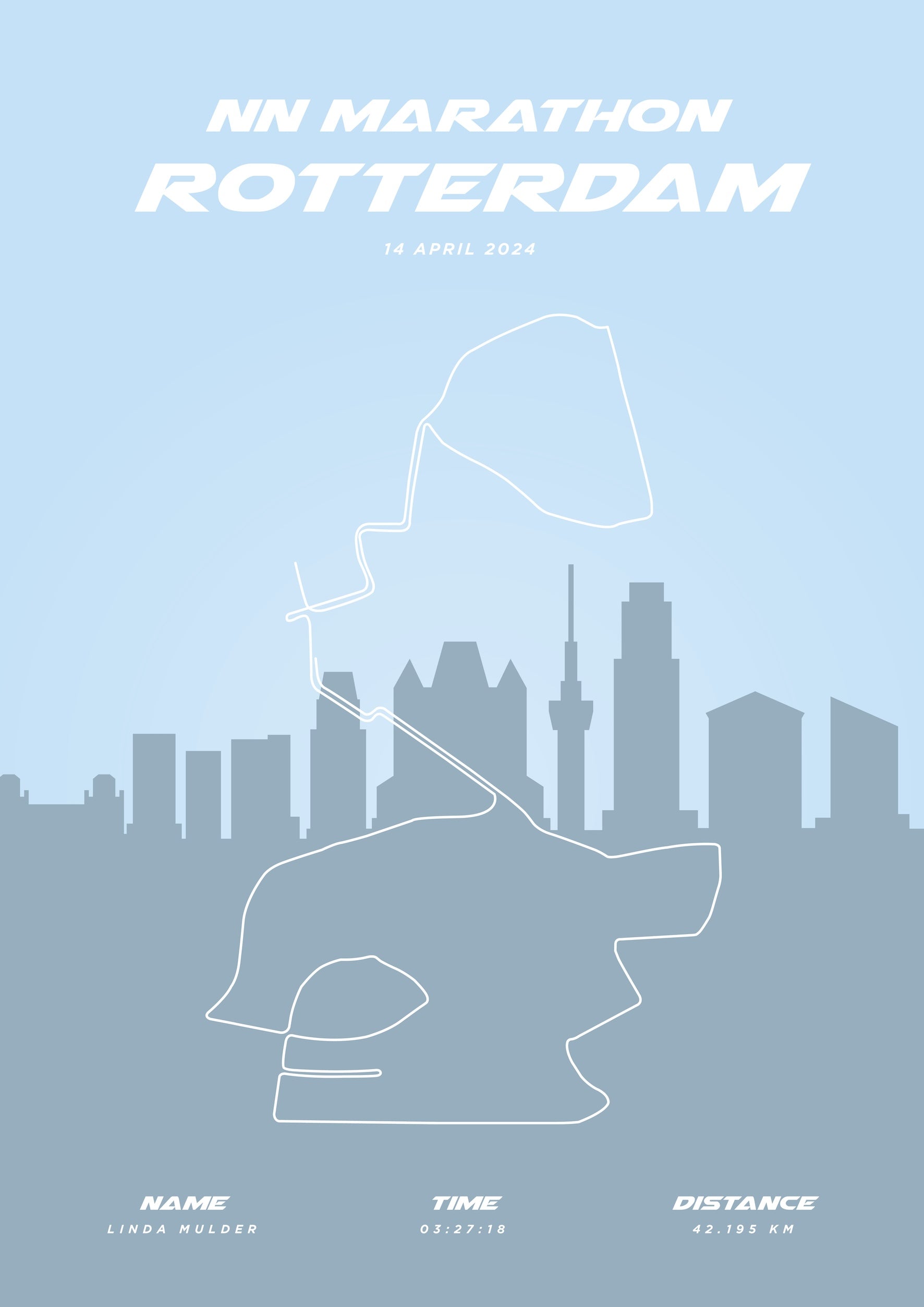 Marathon Rotterdam 2024 - Pastel Skyline - Poster