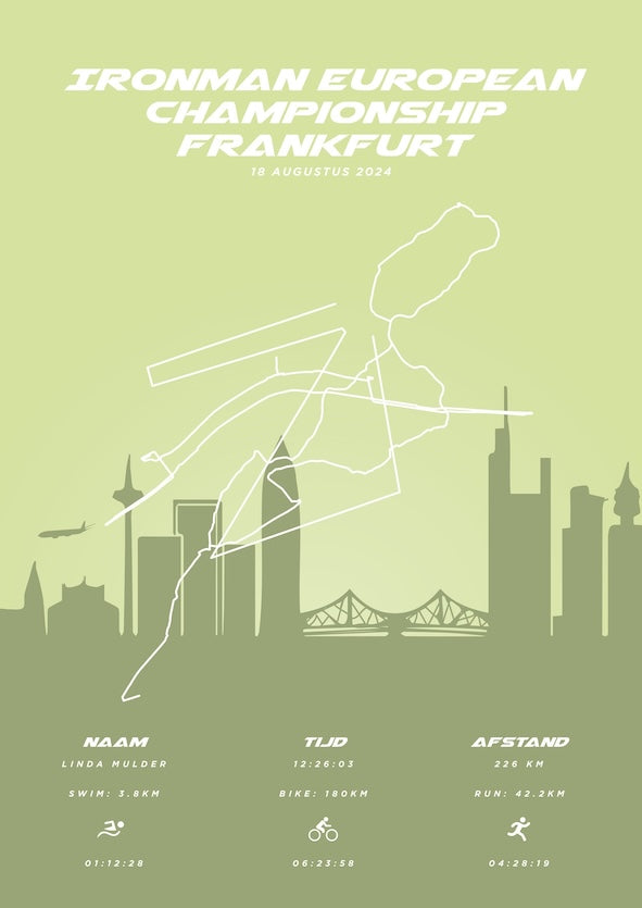 Poster met naam I Ironman European Championship Frankfurt 2024 I Pastel Skyline