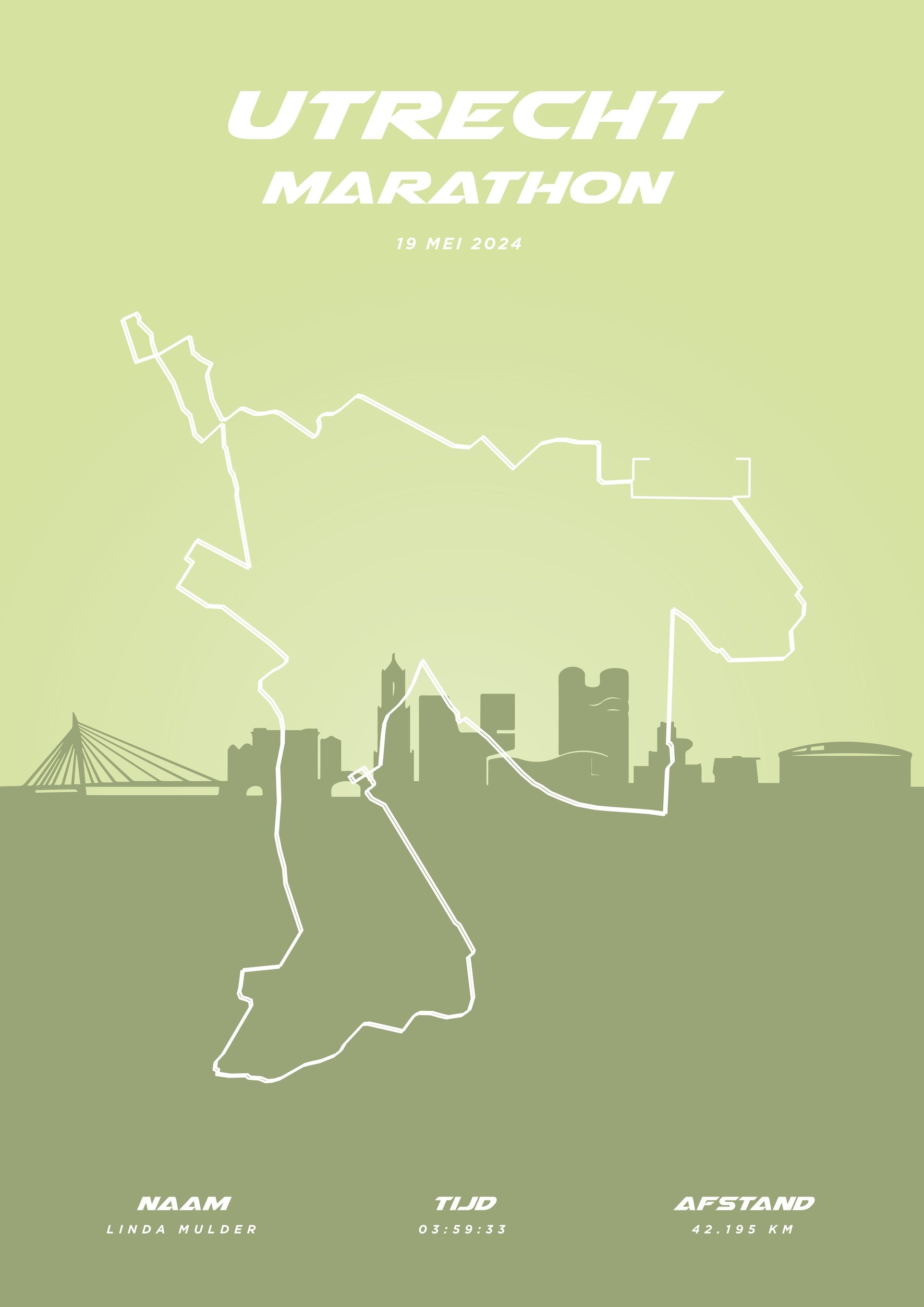 Utrecht Marathon 2024 - Pastel Skyline - Poster