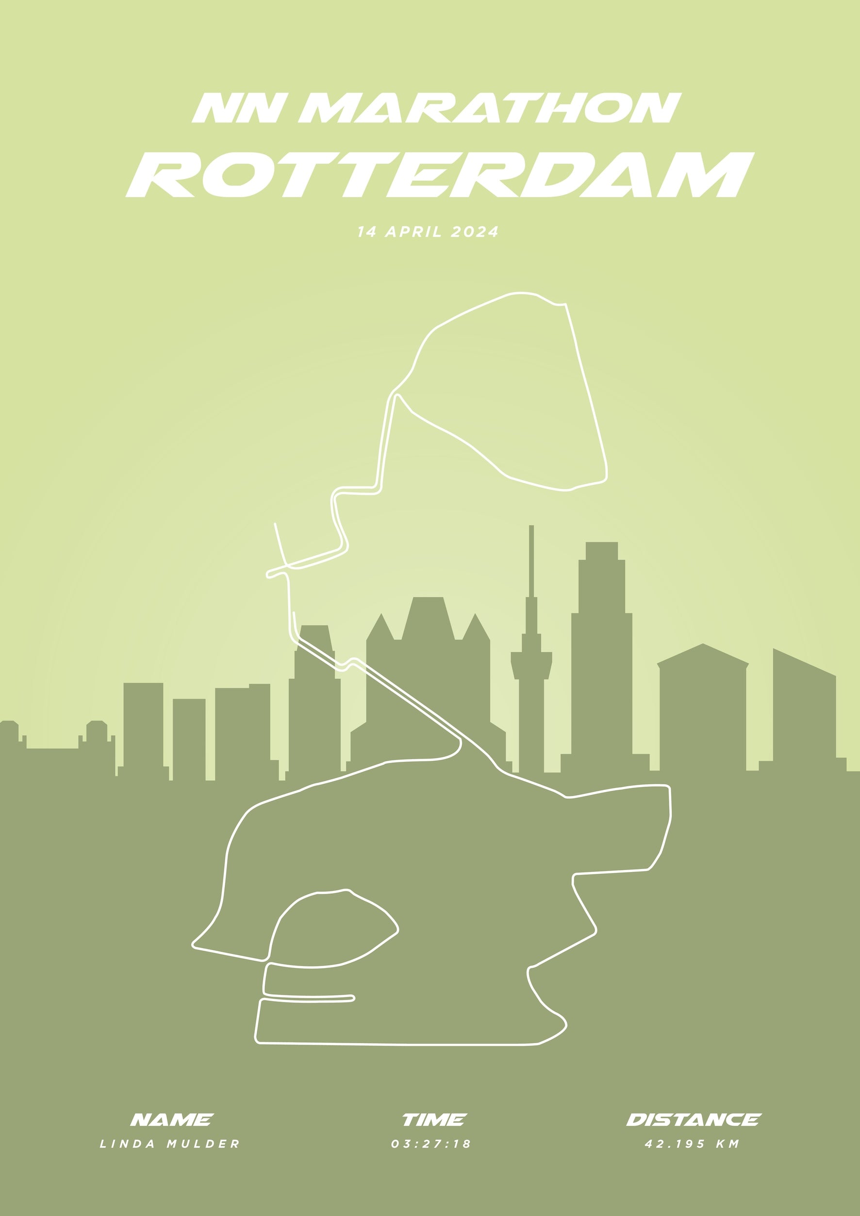 Marathon Rotterdam 2024 - Pastel Skyline - Poster