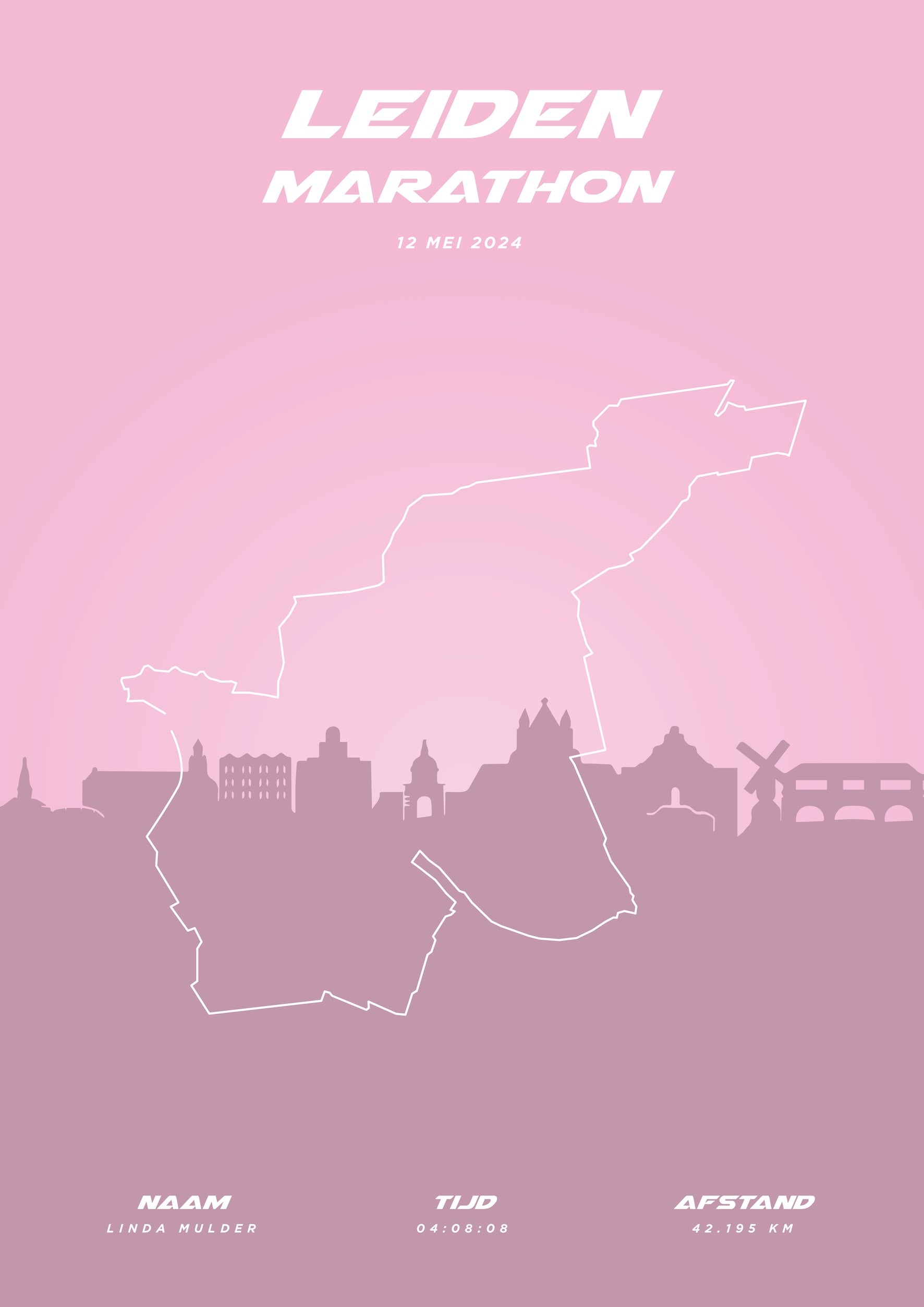 Leiden Marathon - Pastel Skyline - Poster