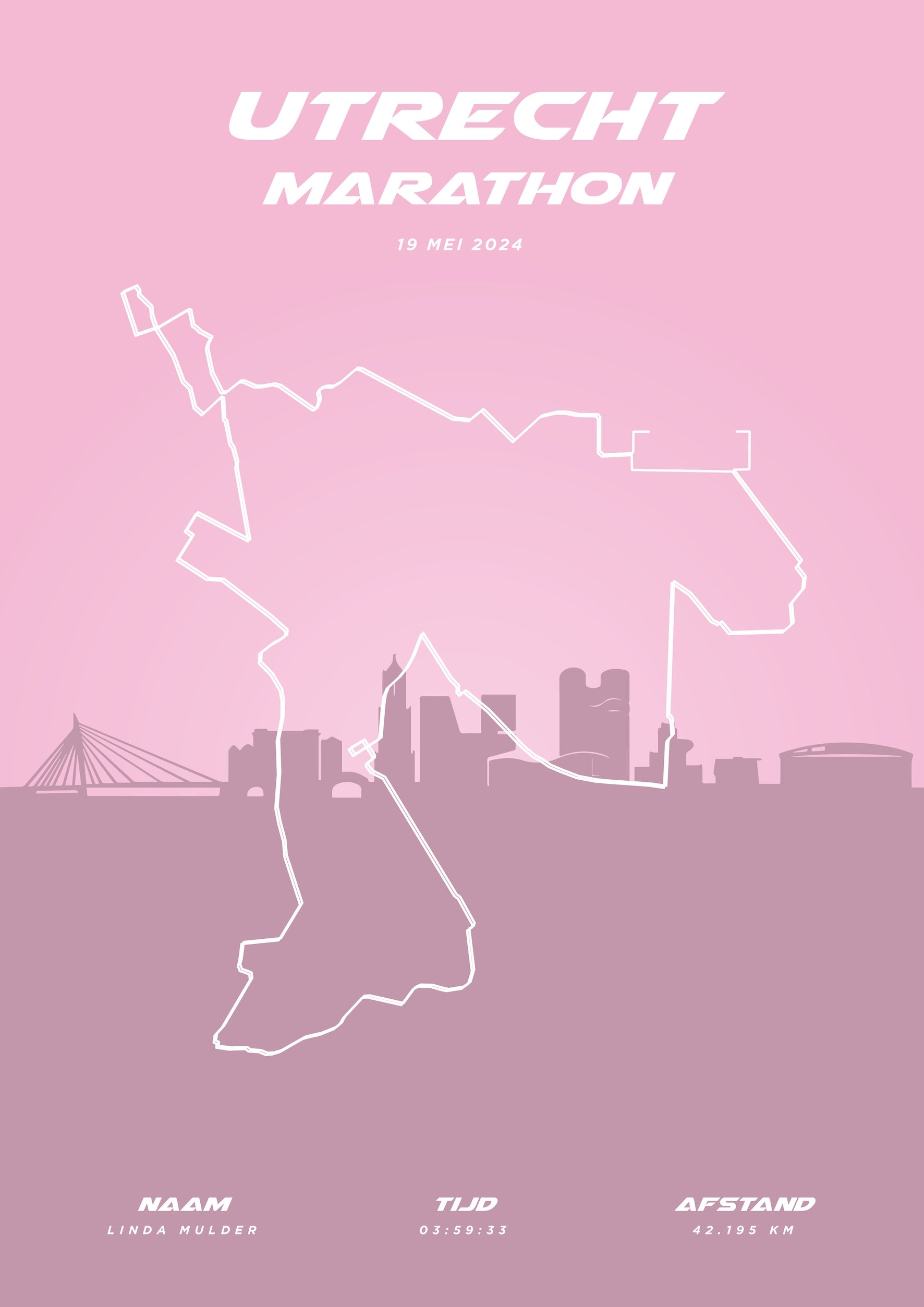 Utrecht Marathon 2024 - Pastel Skyline - Poster