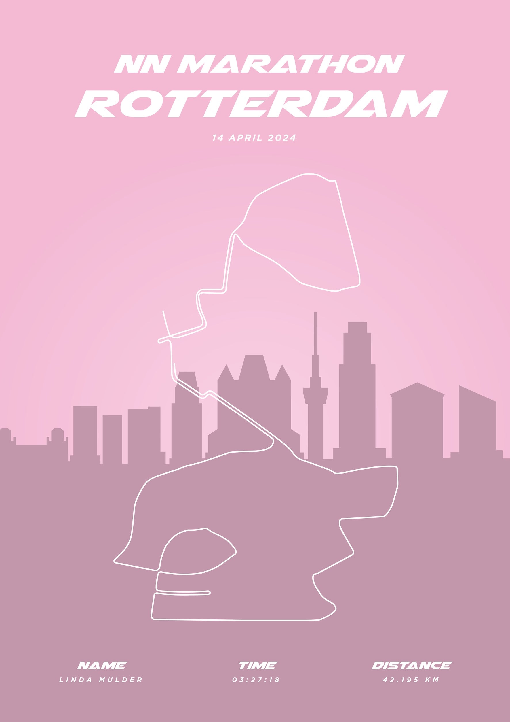 Marathon Rotterdam 2024 - Pastel Skyline - Poster