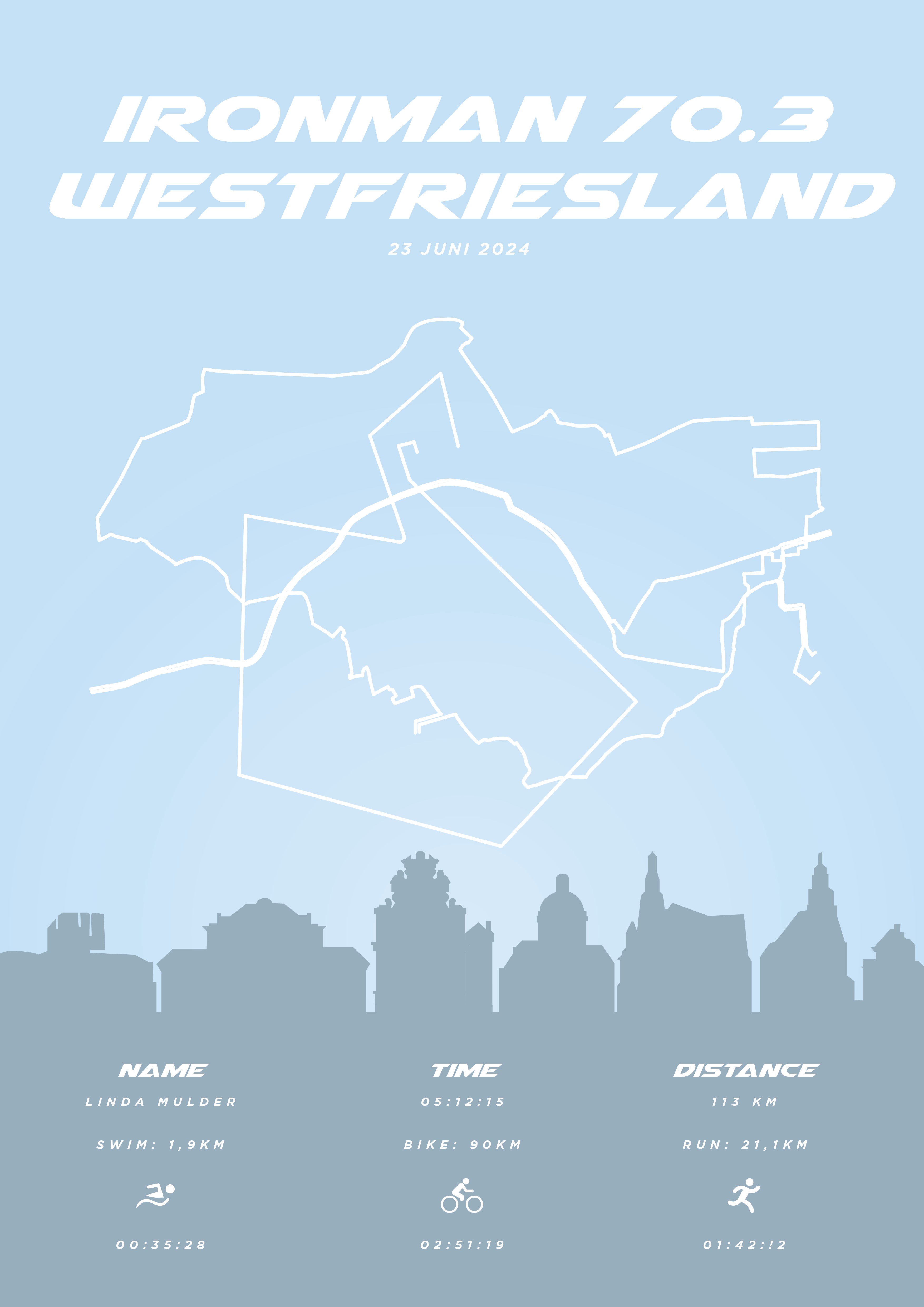 Ironman 70.3 Westfriesland 2024 - Pastel Skyline - Poster