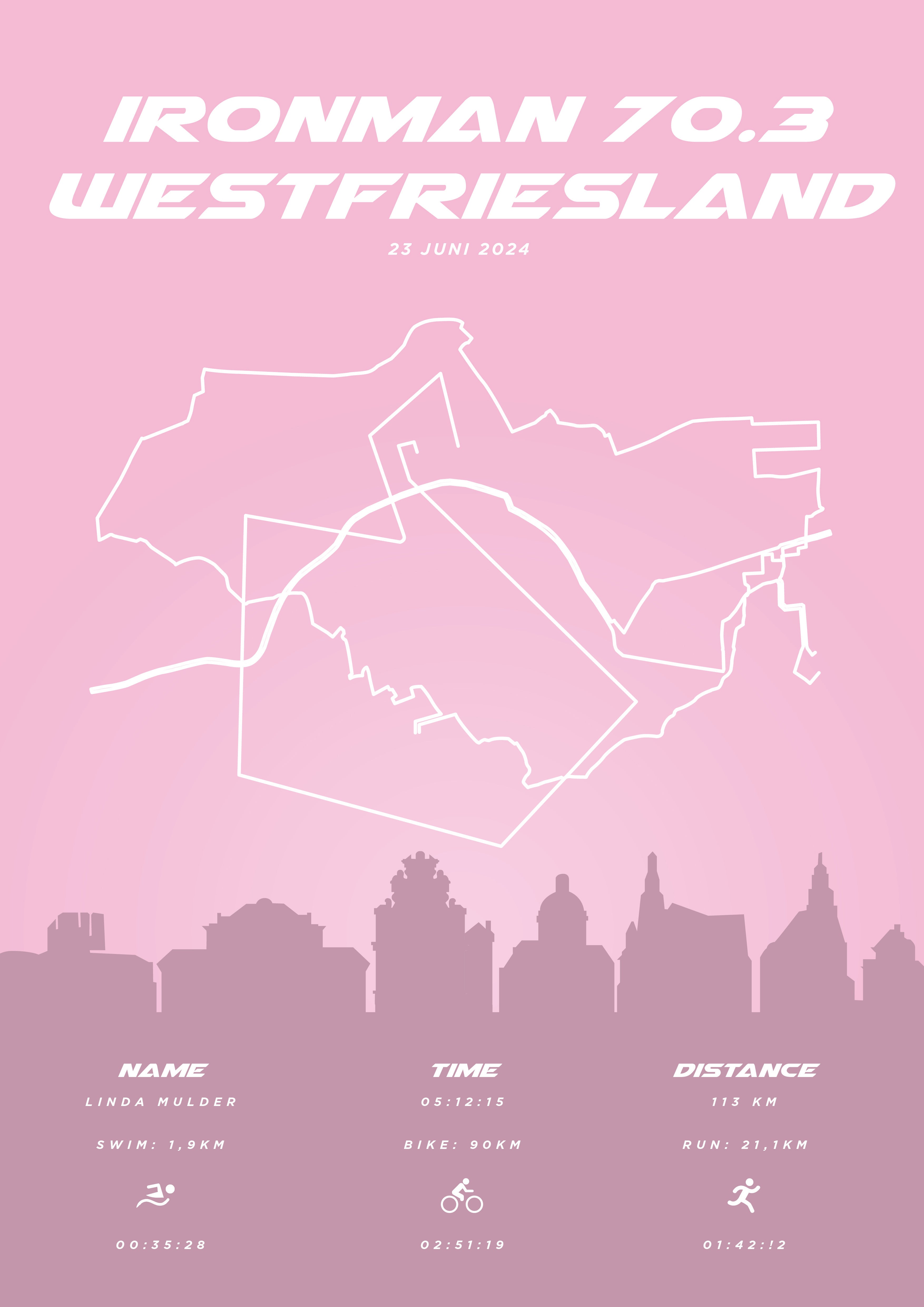 Ironman 70.3 Westfriesland 2024 - Pastel Skyline - Poster