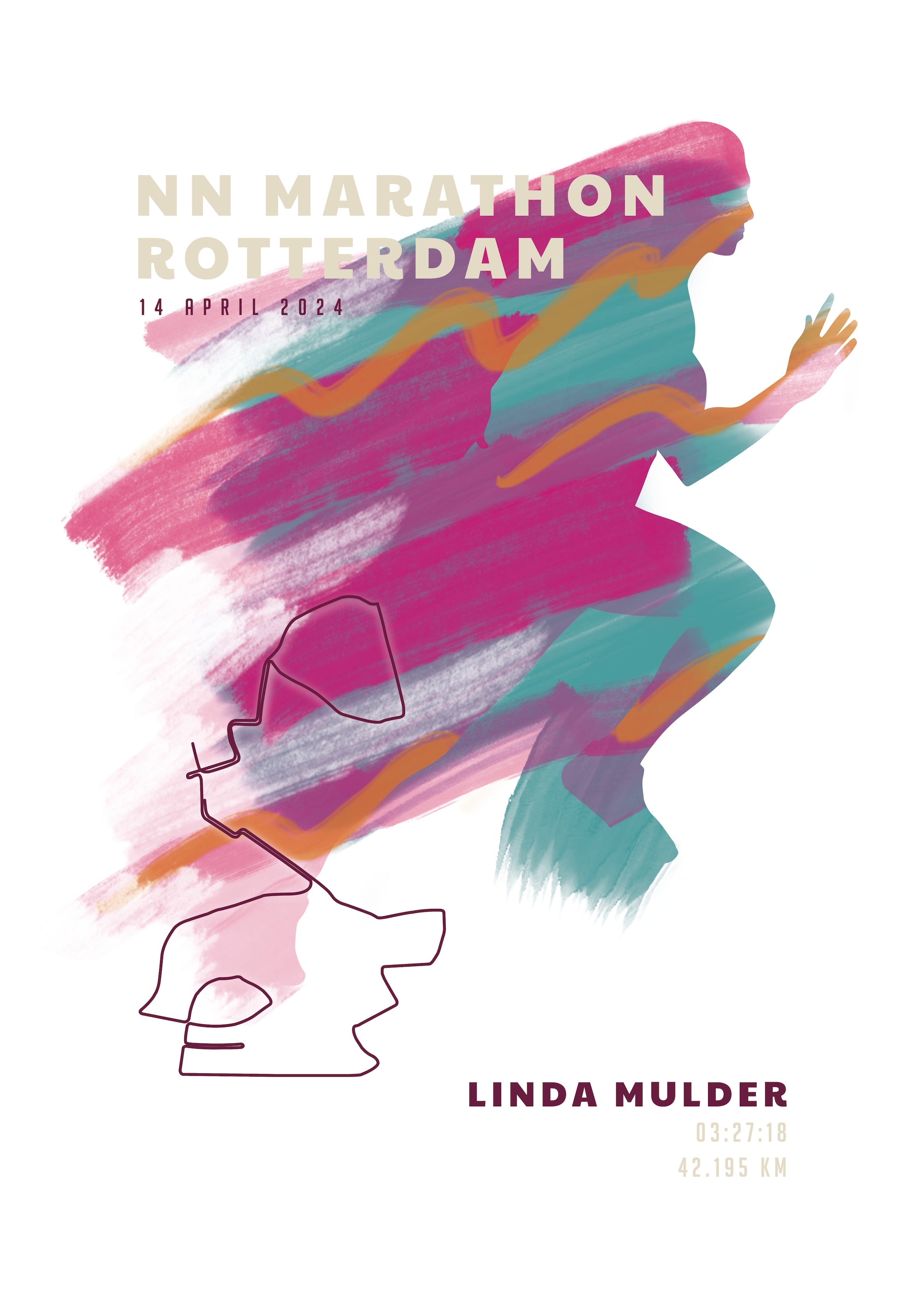 Marathon Rotterdam 2024 - Sportive Art - Poster