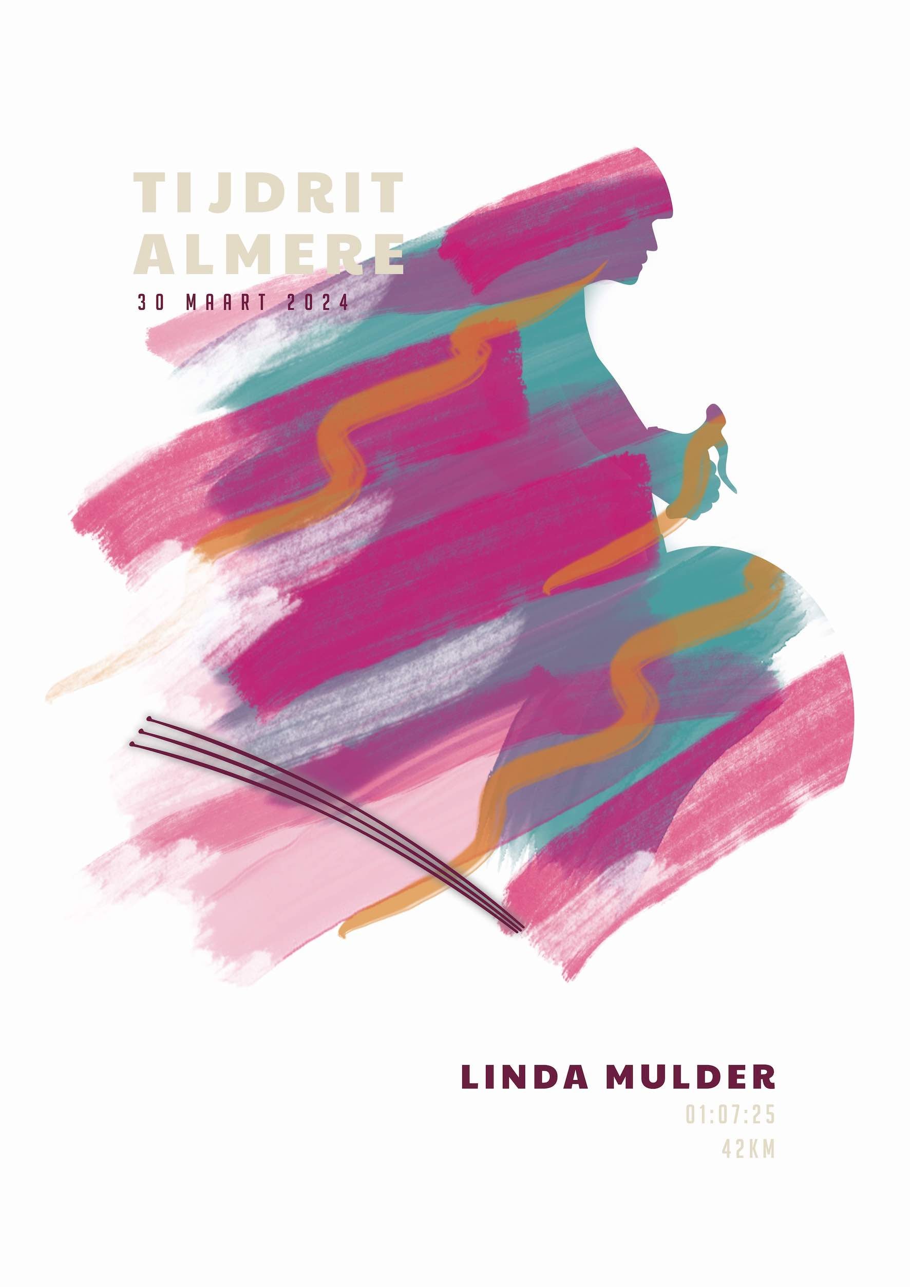 Tijdrit Almere 42KM - Sportive Art - Poster