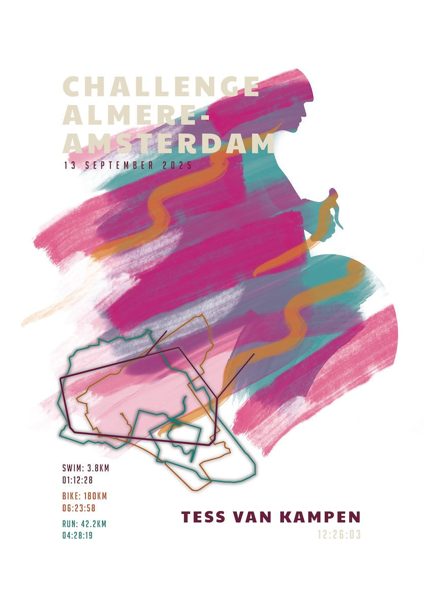 Poster met naam I Challenge Almere-Amsterdam 2025 I Sportive Art