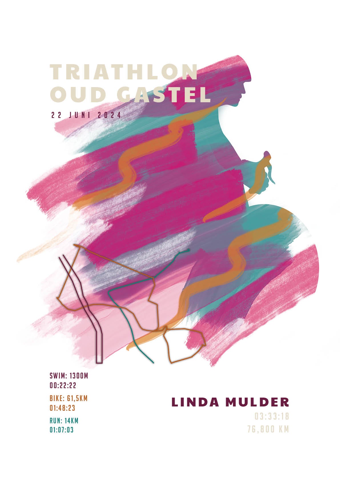 Triathlon Oud Gastel - Sportive Art - Poster