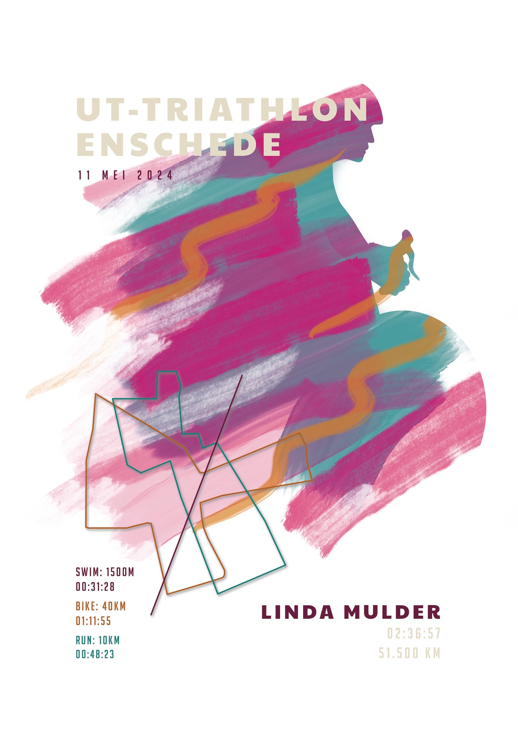 UT-Triathlon Enschede 2024 - Sportive Art - Poster