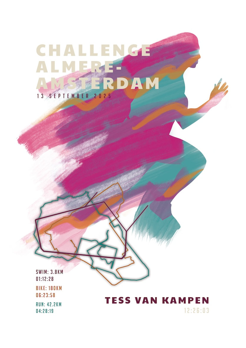 Poster met naam I Challenge Almere-Amsterdam 2025 I Sportive Art