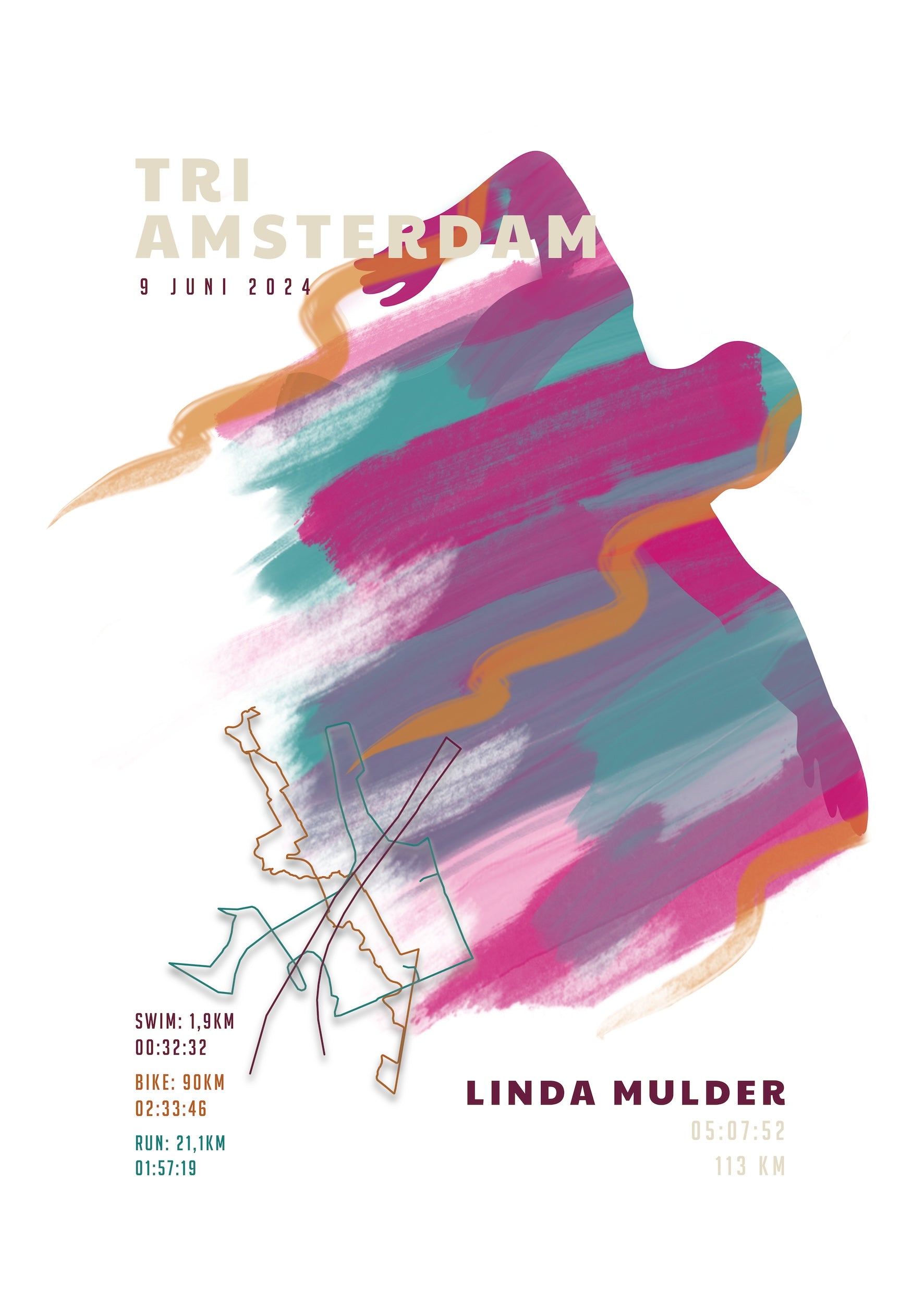 Tri Amsterdam - Sportive Art - Poster