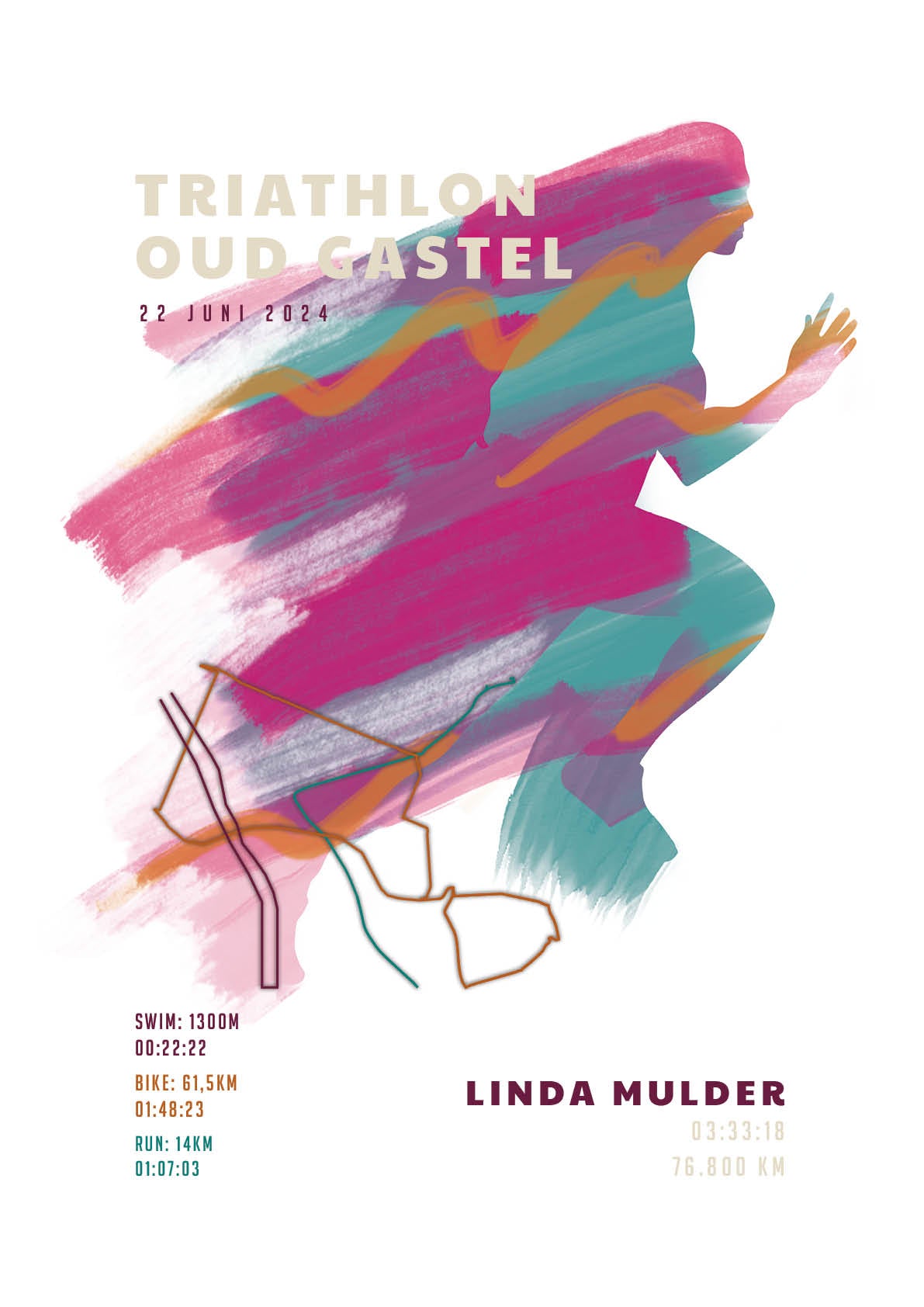 Triathlon Oud Gastel - Sportive Art - Poster