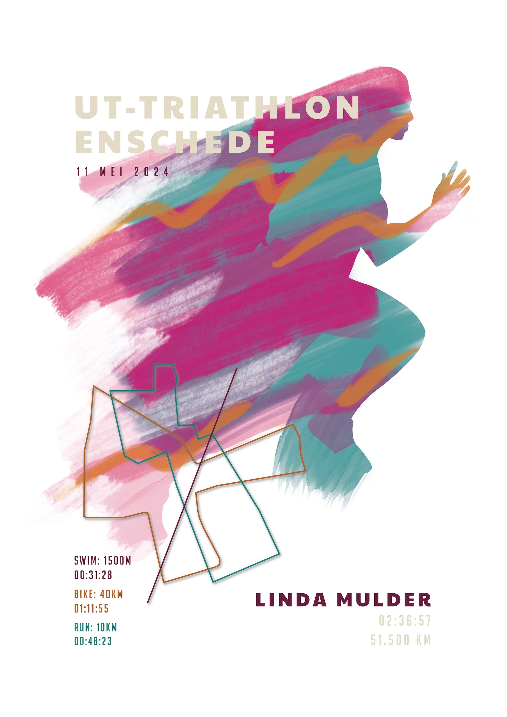 UT-Triathlon Enschede 2024 - Sportive Art - Poster