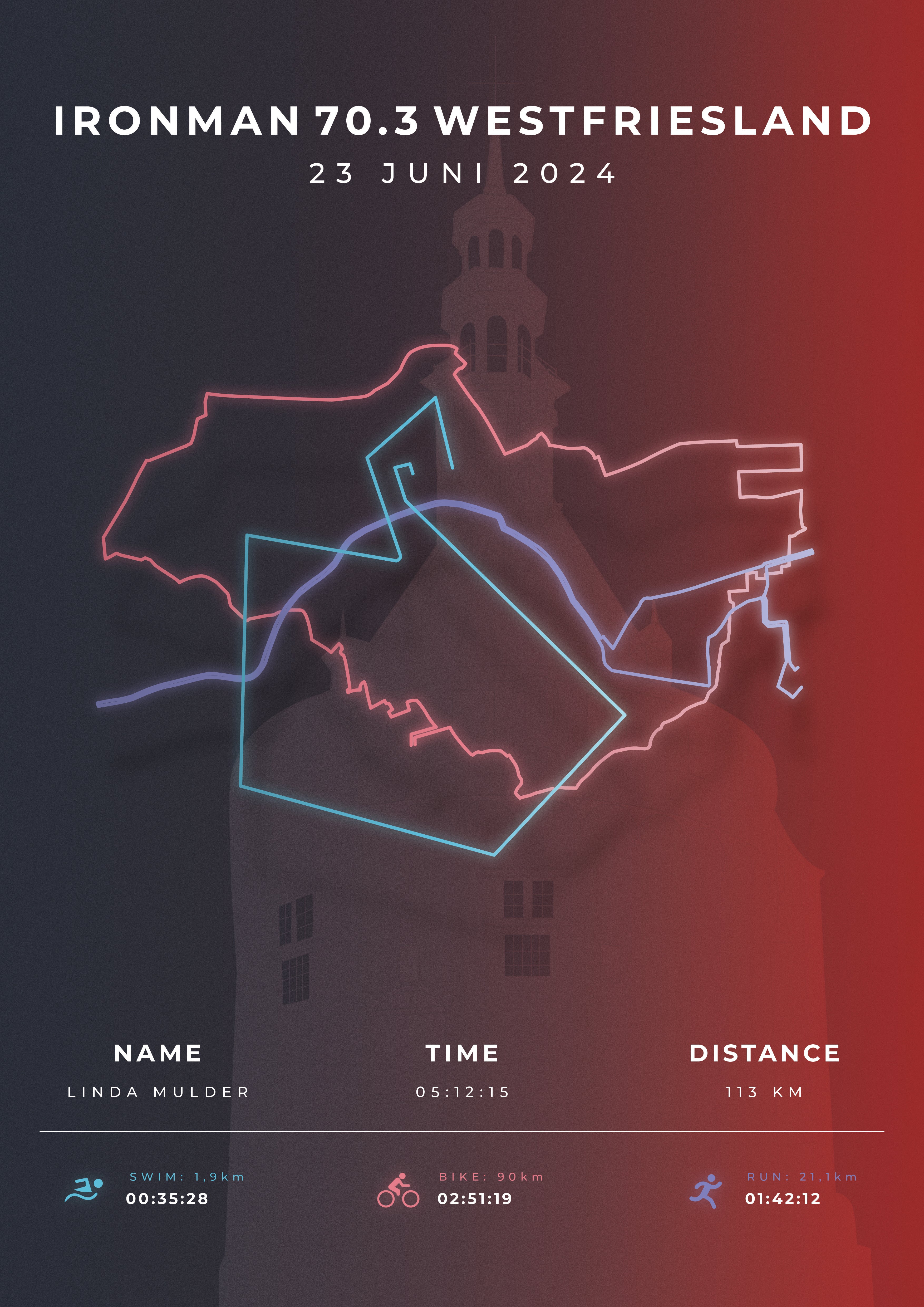 Ironman 70.3 Westfriesland 2024 - Stylish Landmark - Poster