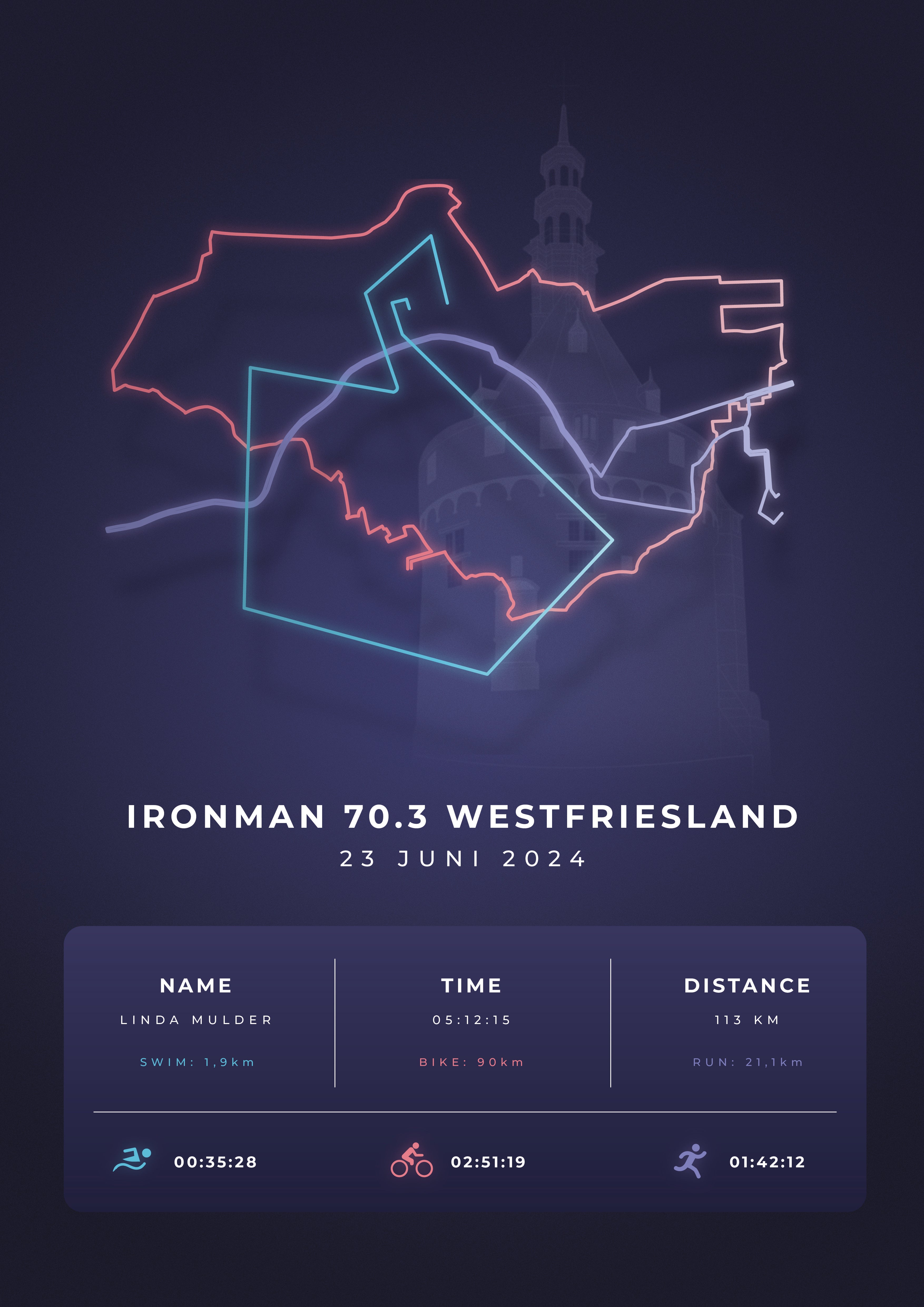 Ironman 70.3 Westfriesland 2024 - Stylish Landmark - Poster