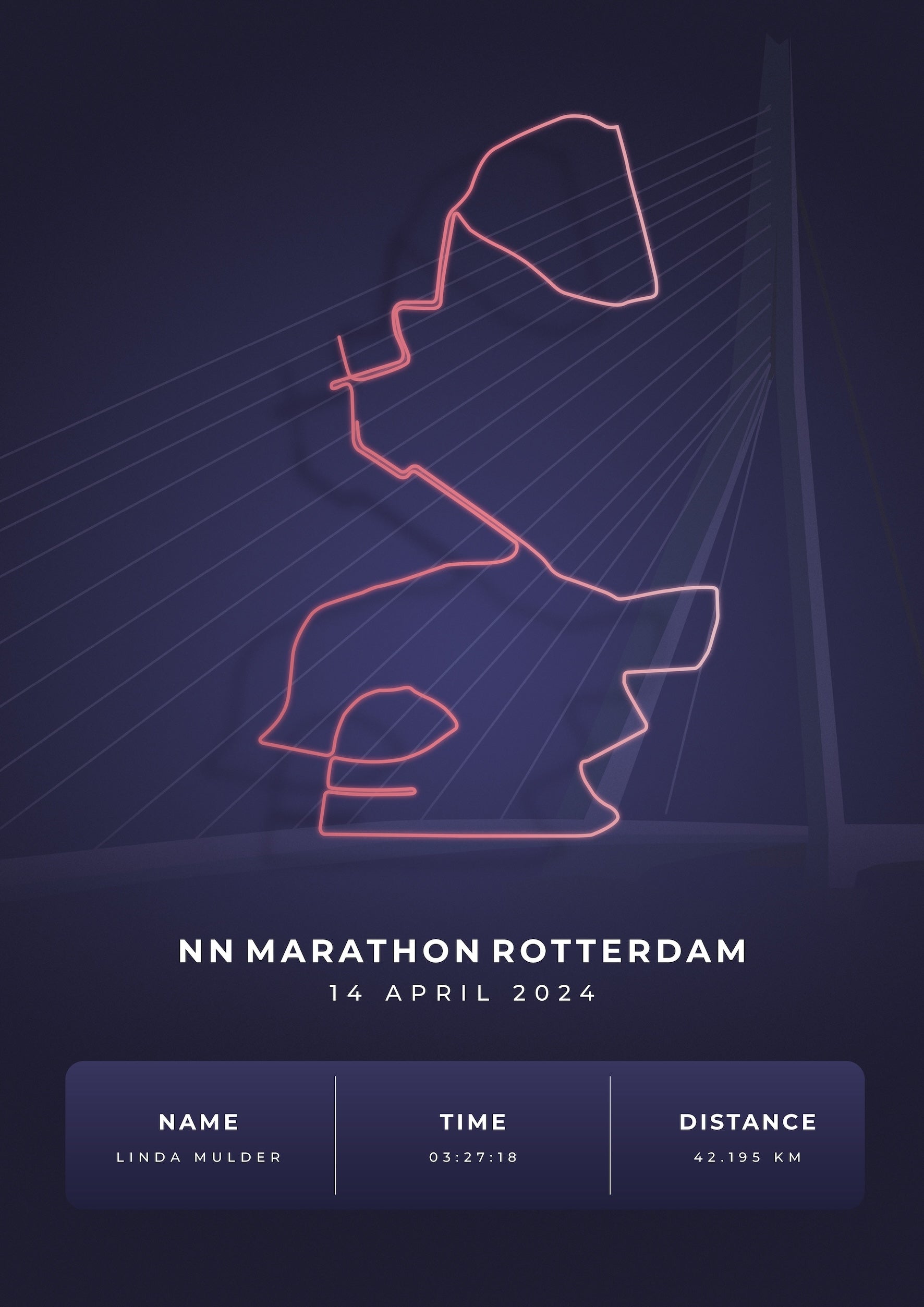 Marathon Rotterdam 2024 - Stylish Landmark - Poster